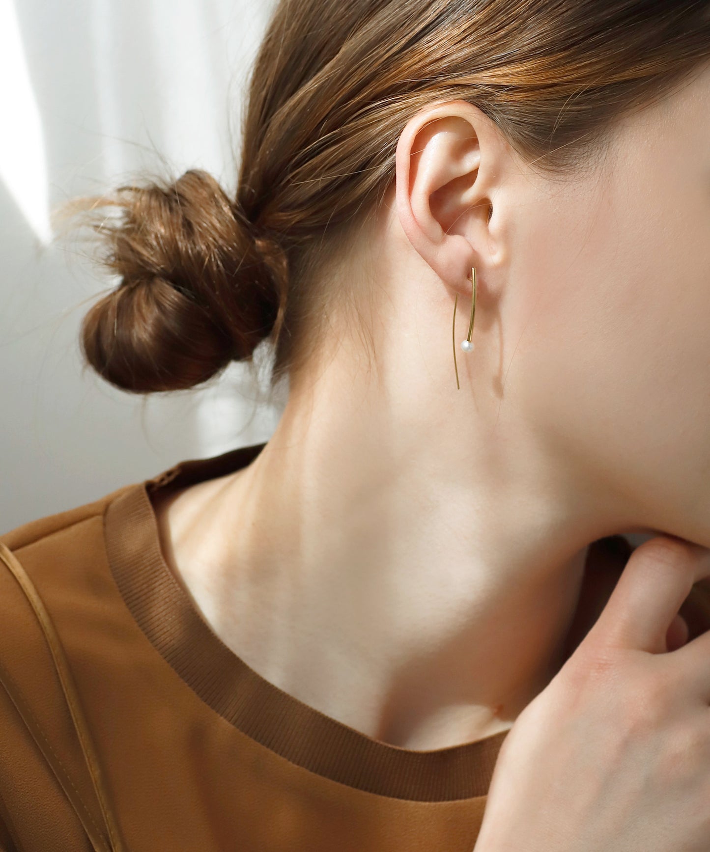 【不锈钢IP】珍珠x条形耳环