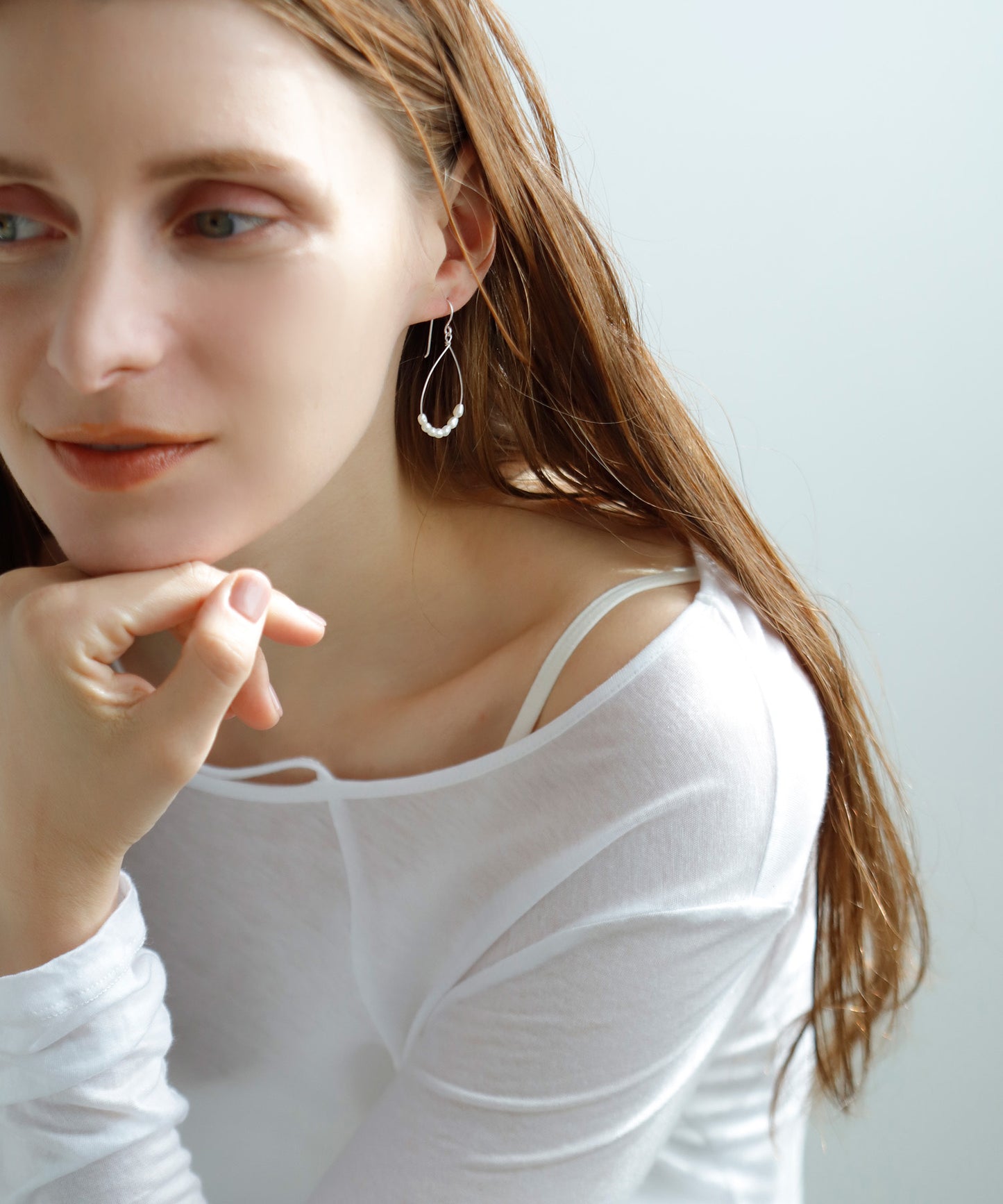 珍珠×吊線耳環【925銀】【基本款】