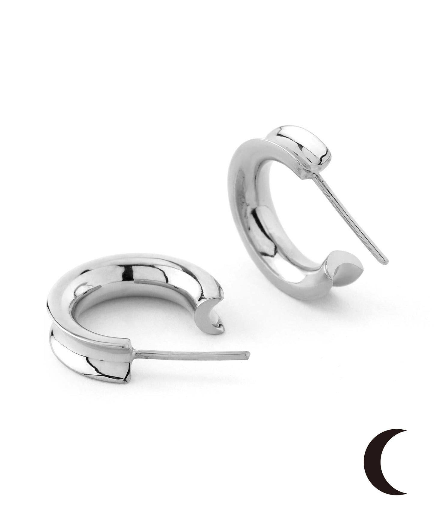 Moon Hoop Earrings [Object hoop-stainless-]