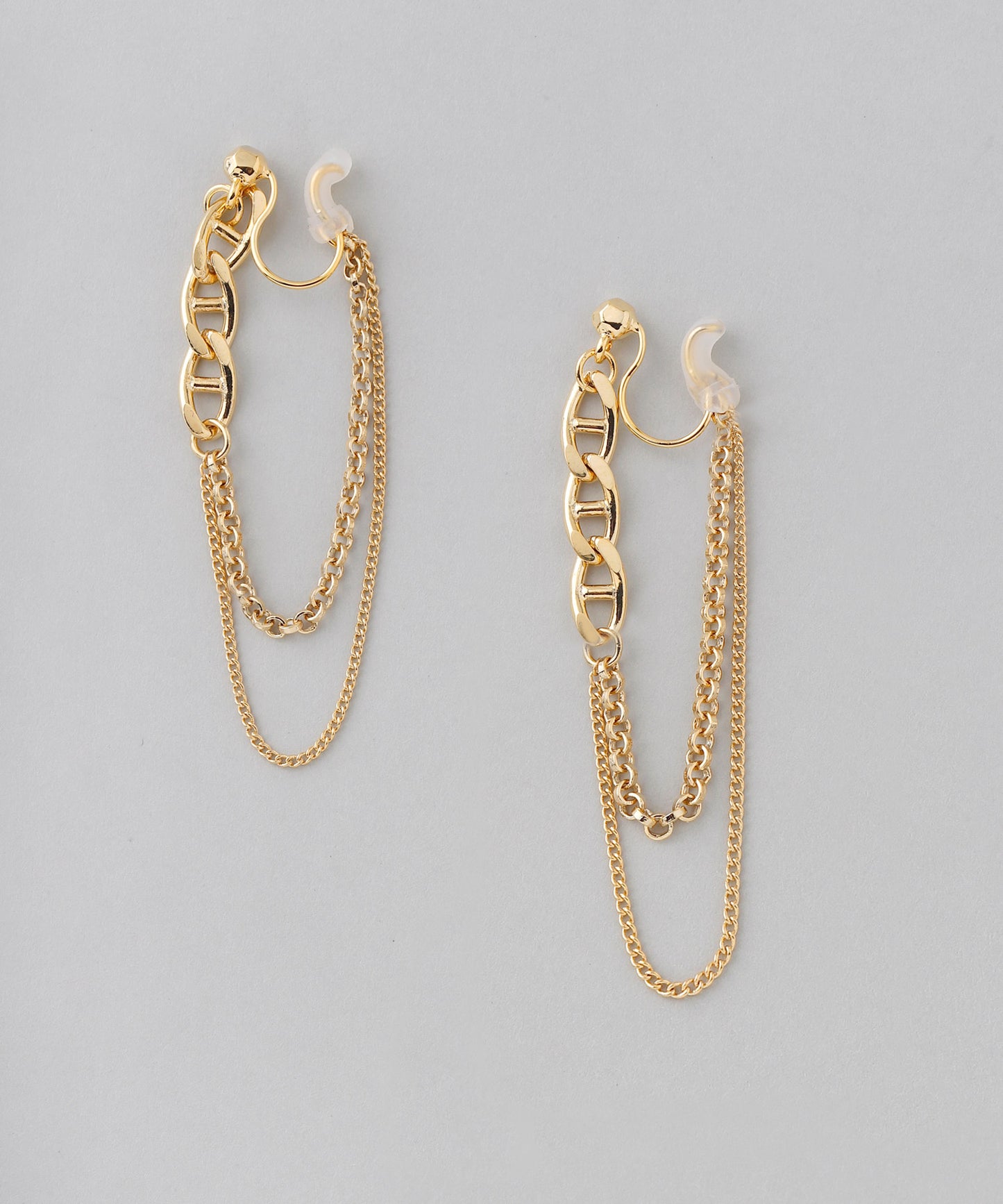 【Online Store Limited】Chain Clip On Earrings × Necklace Set
