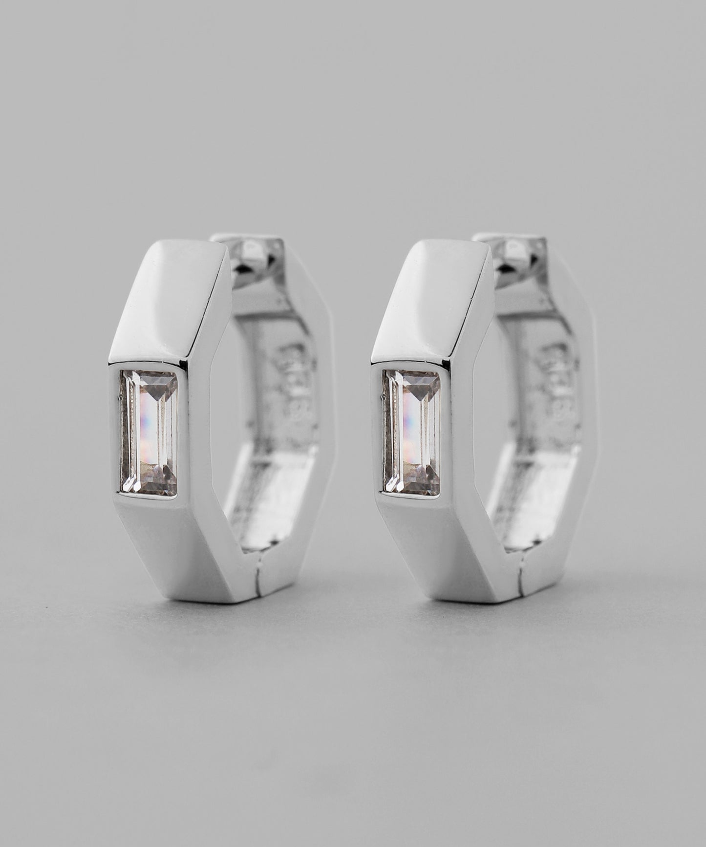 Octagon Bijou Hoop Earrings [925 Silver]