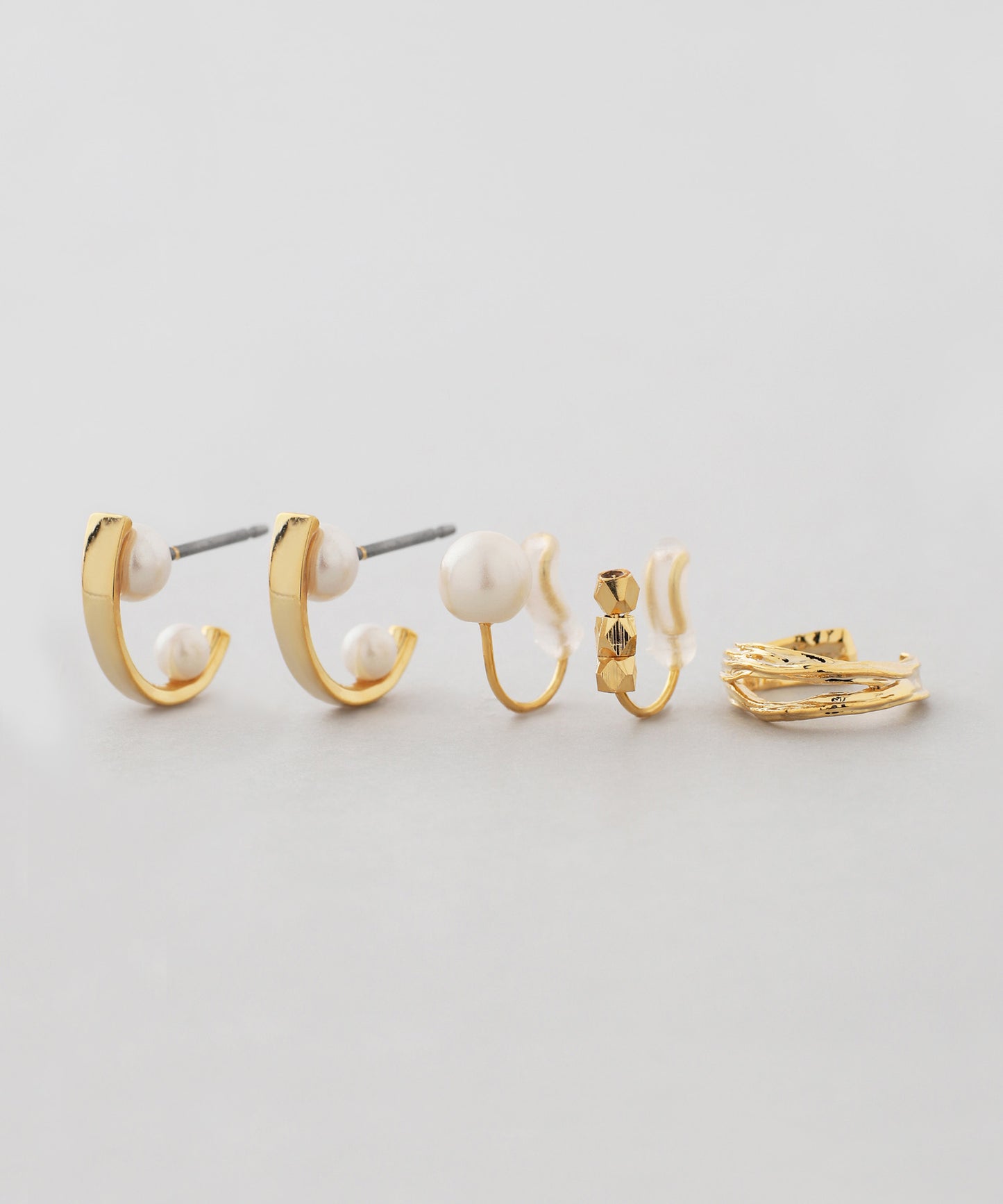 【CYAN tie-up】Combination Earrings & Ear Cuff [Pearl][A]
