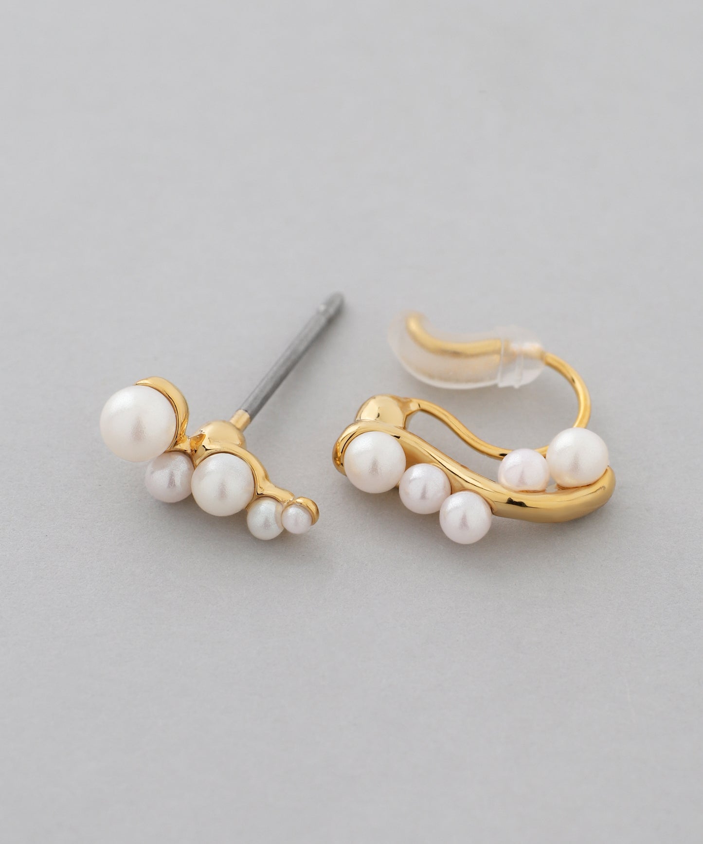 Combination Earrings & Ear Cuff [Pearl][B]