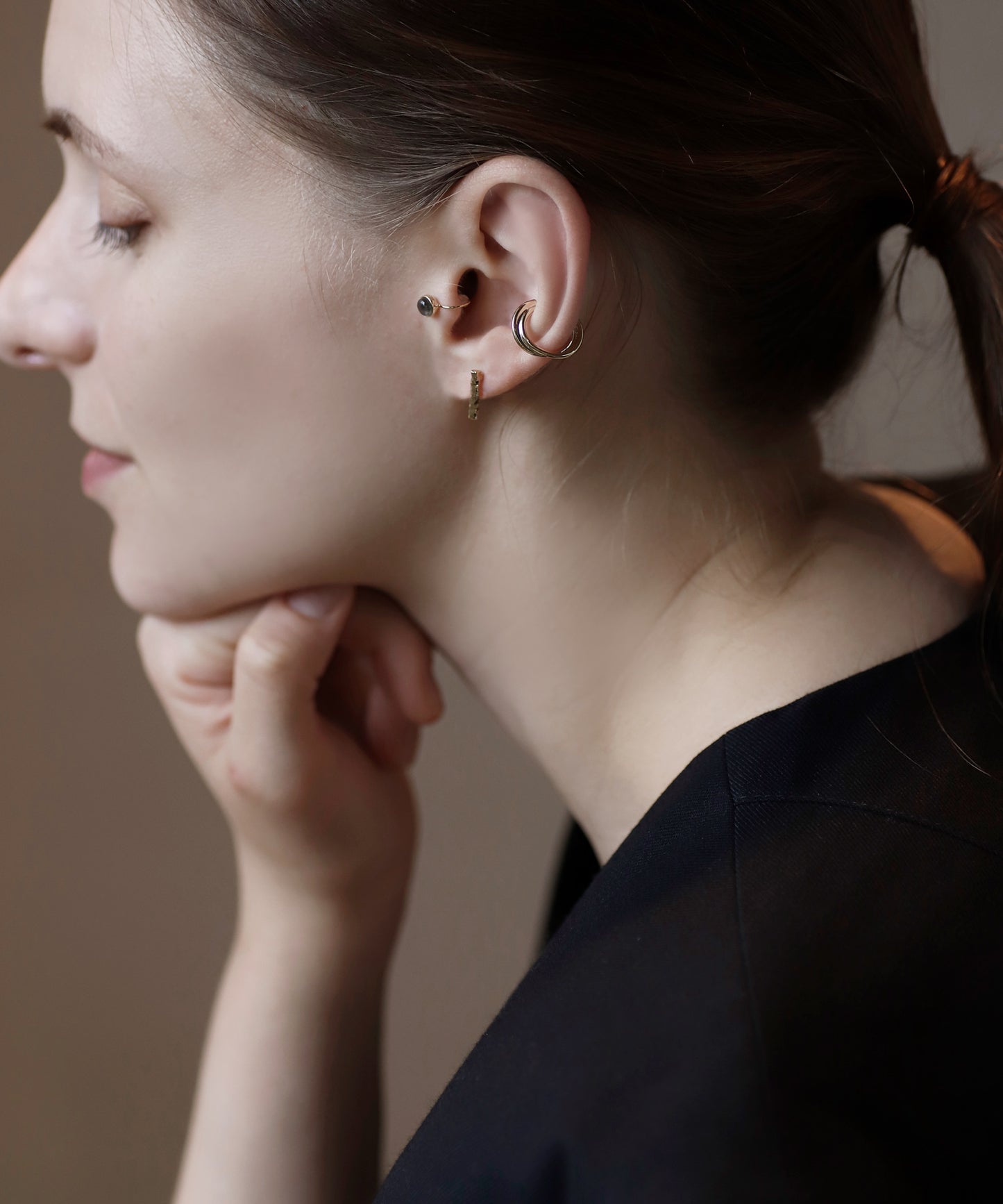 Combination Earrings & Ear Cuff[Gemstone][E]