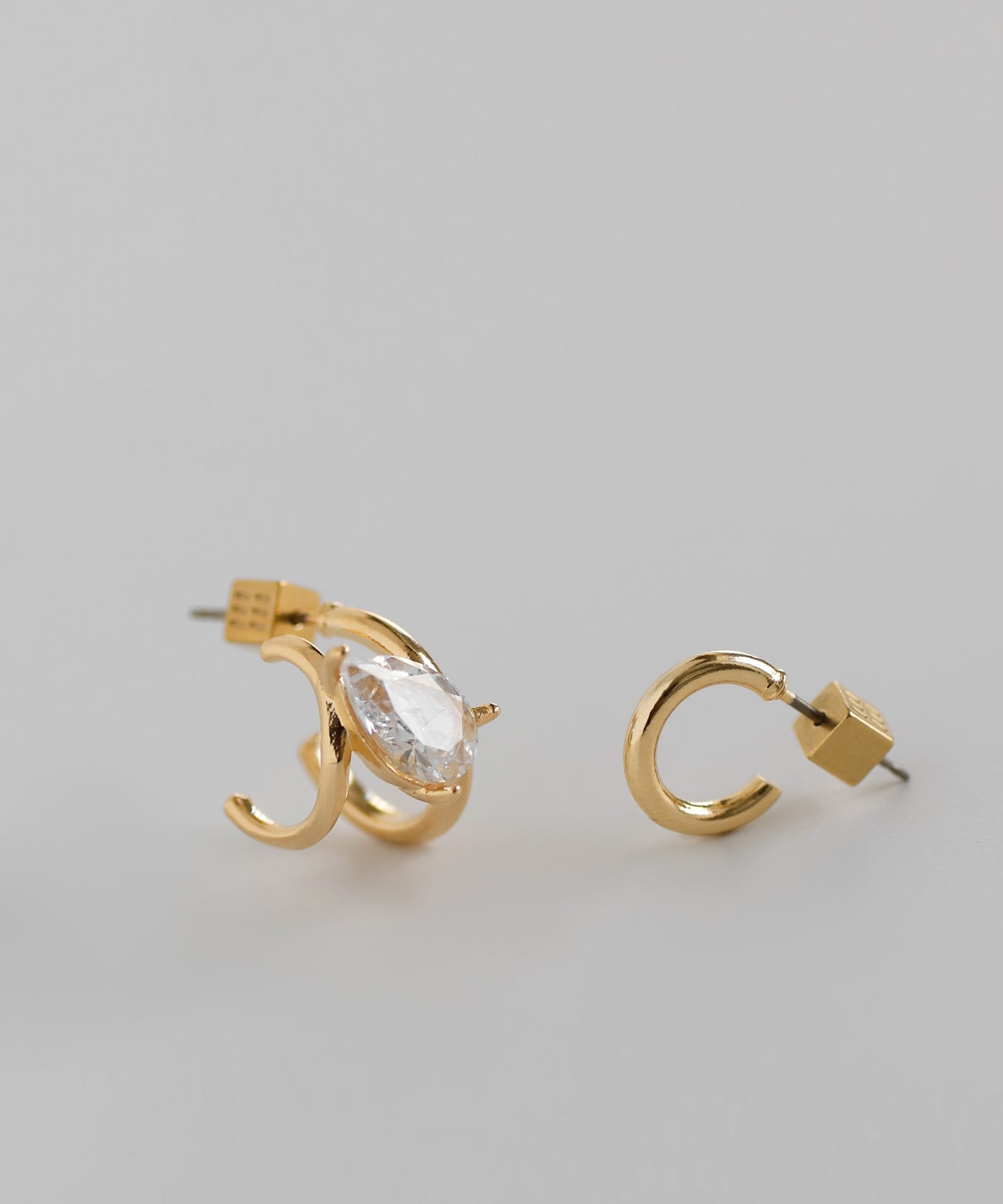 Drop Bijou Asymmetric Hoop Earrings