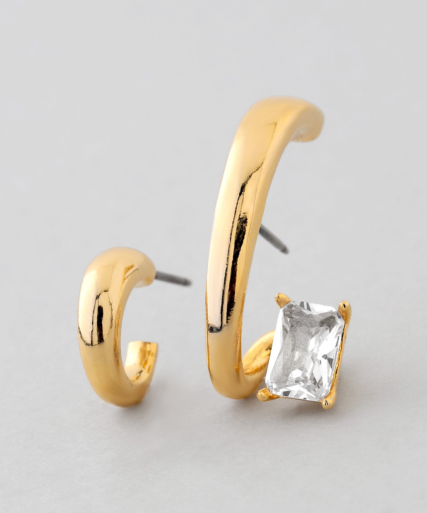 Square Bijou  Asymmetry Cuff Earrings