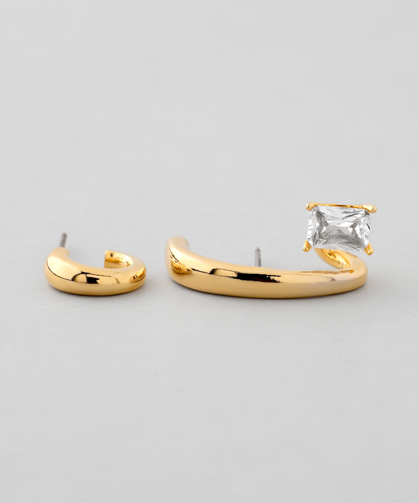 Square Bijou  Asymmetry Cuff Earrings