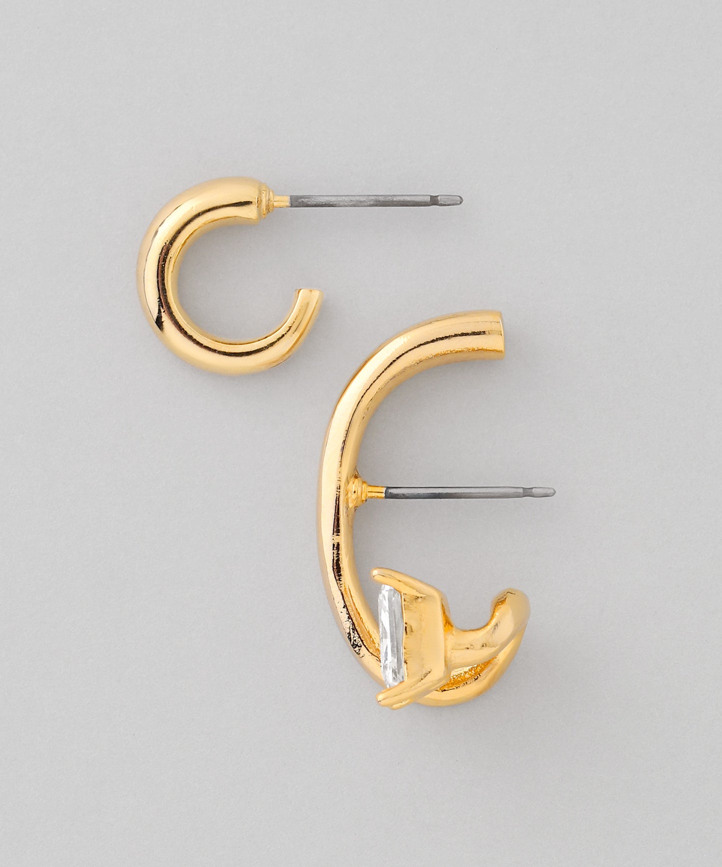 Square Bijou  Asymmetry Cuff Earrings