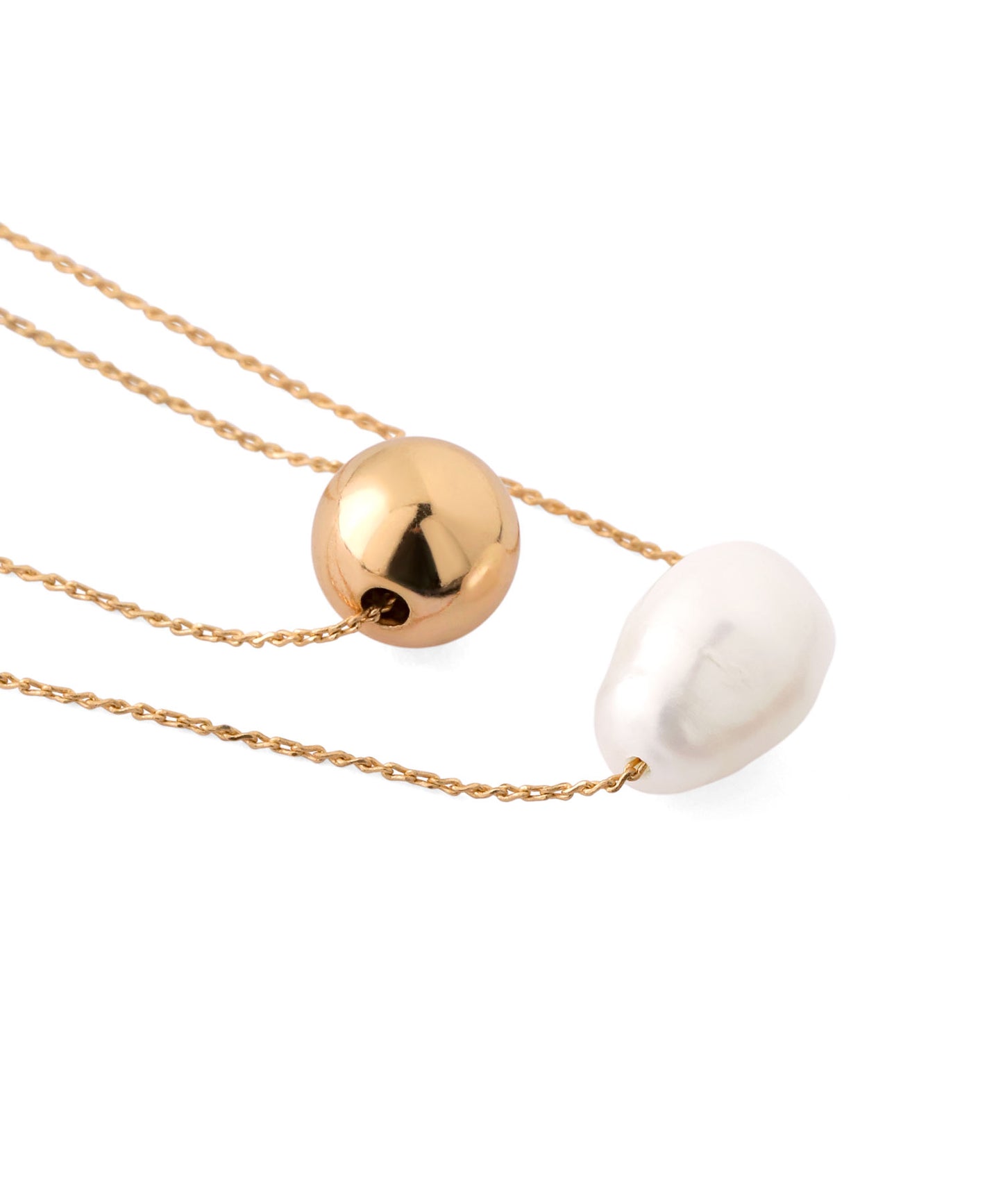 Pearl × Sphere Double-Strand Necklace