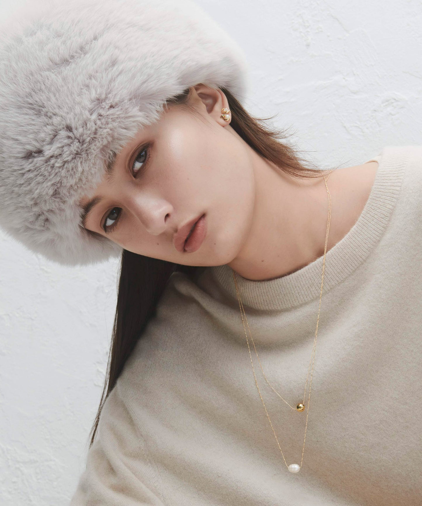 Pearl × Sphere Double-Strand Necklace