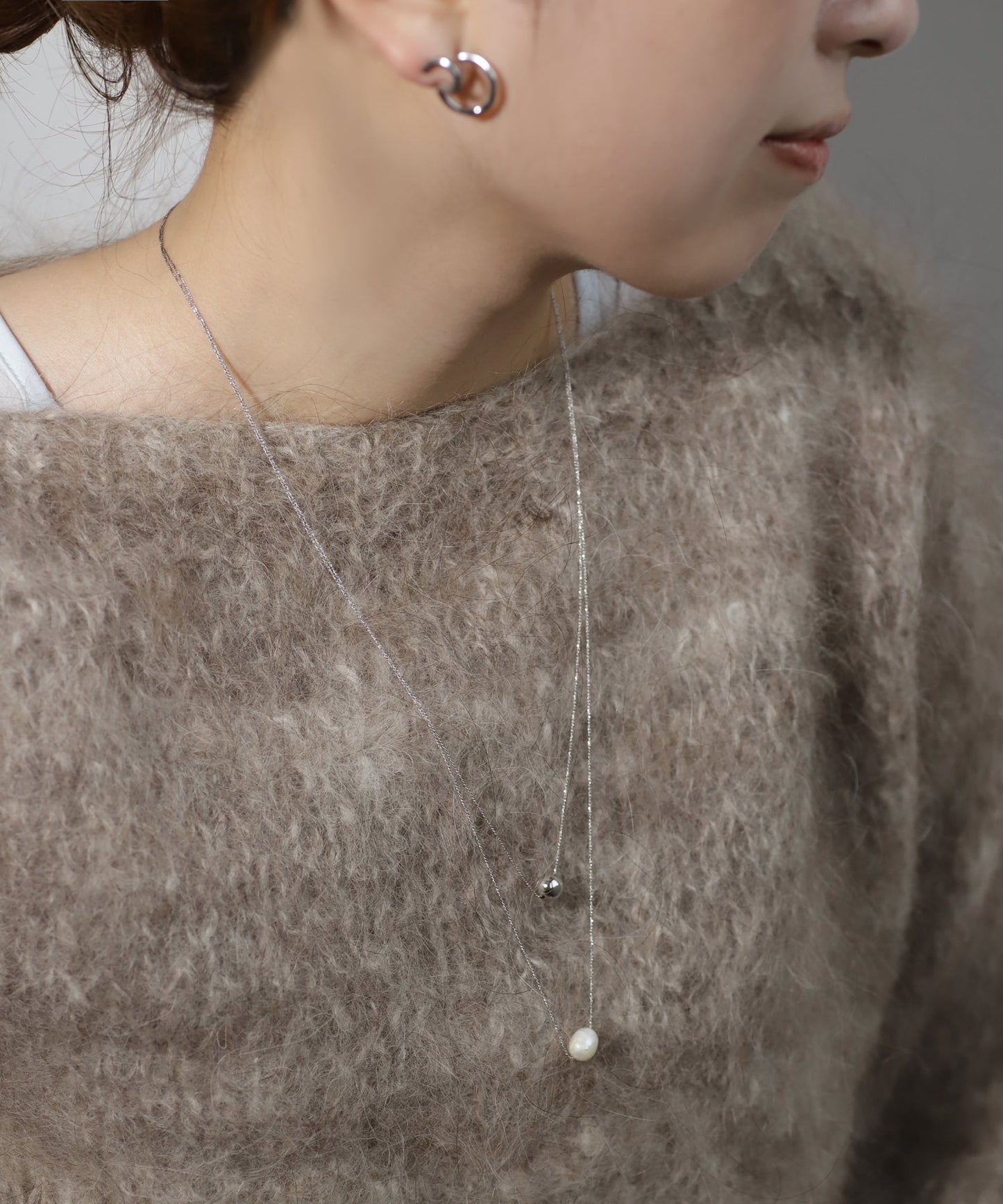 Pearl × Sphere Double-Strand Necklace