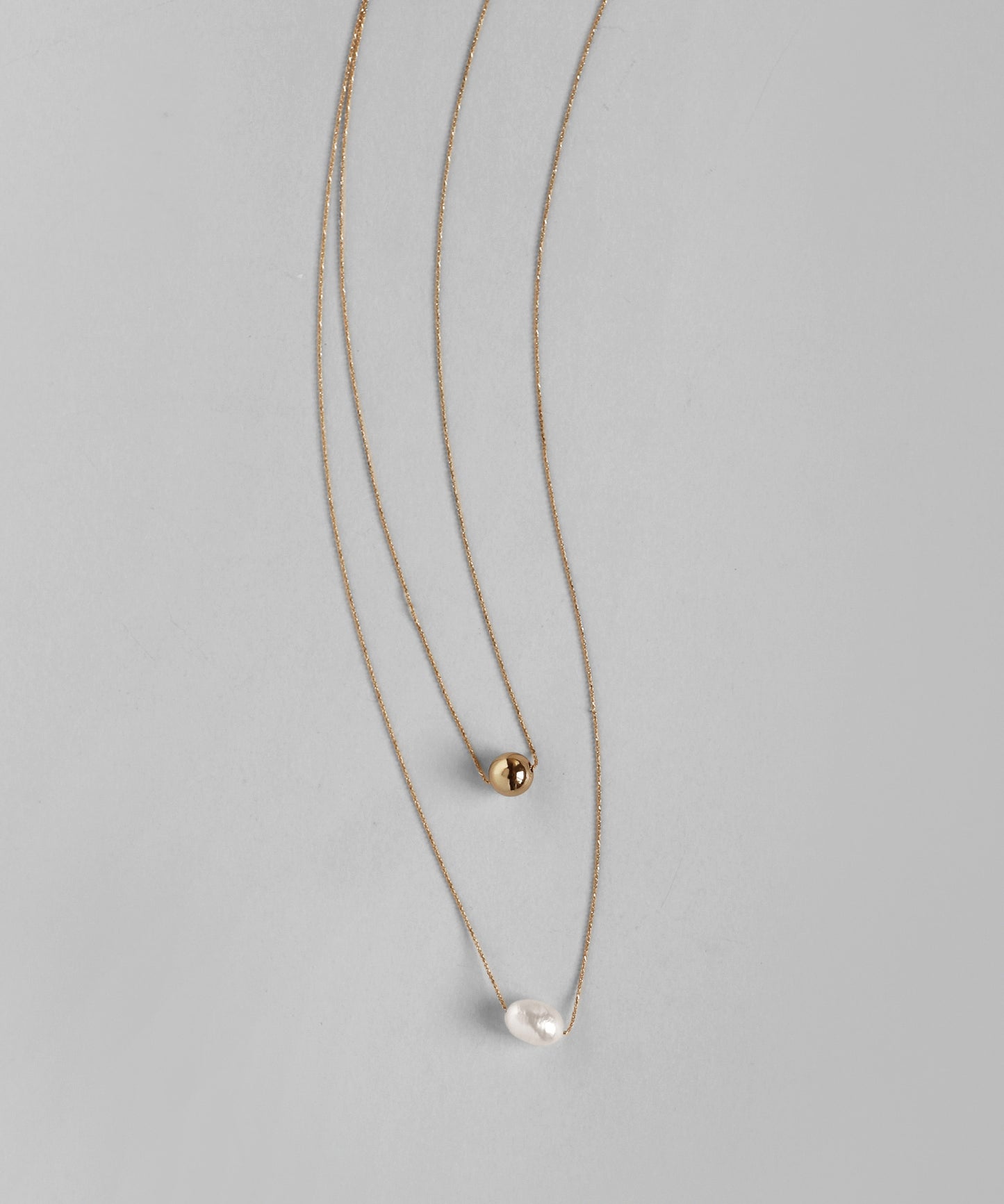 Pearl × Sphere Double-Strand Necklace