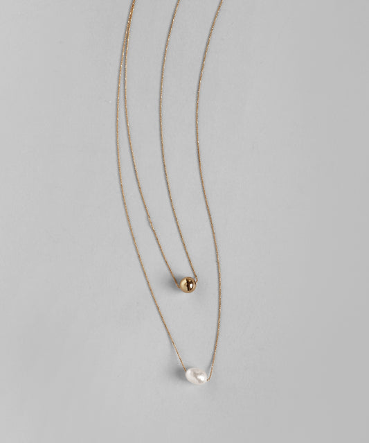 Pearl × Sphere Double-Strand Necklace
