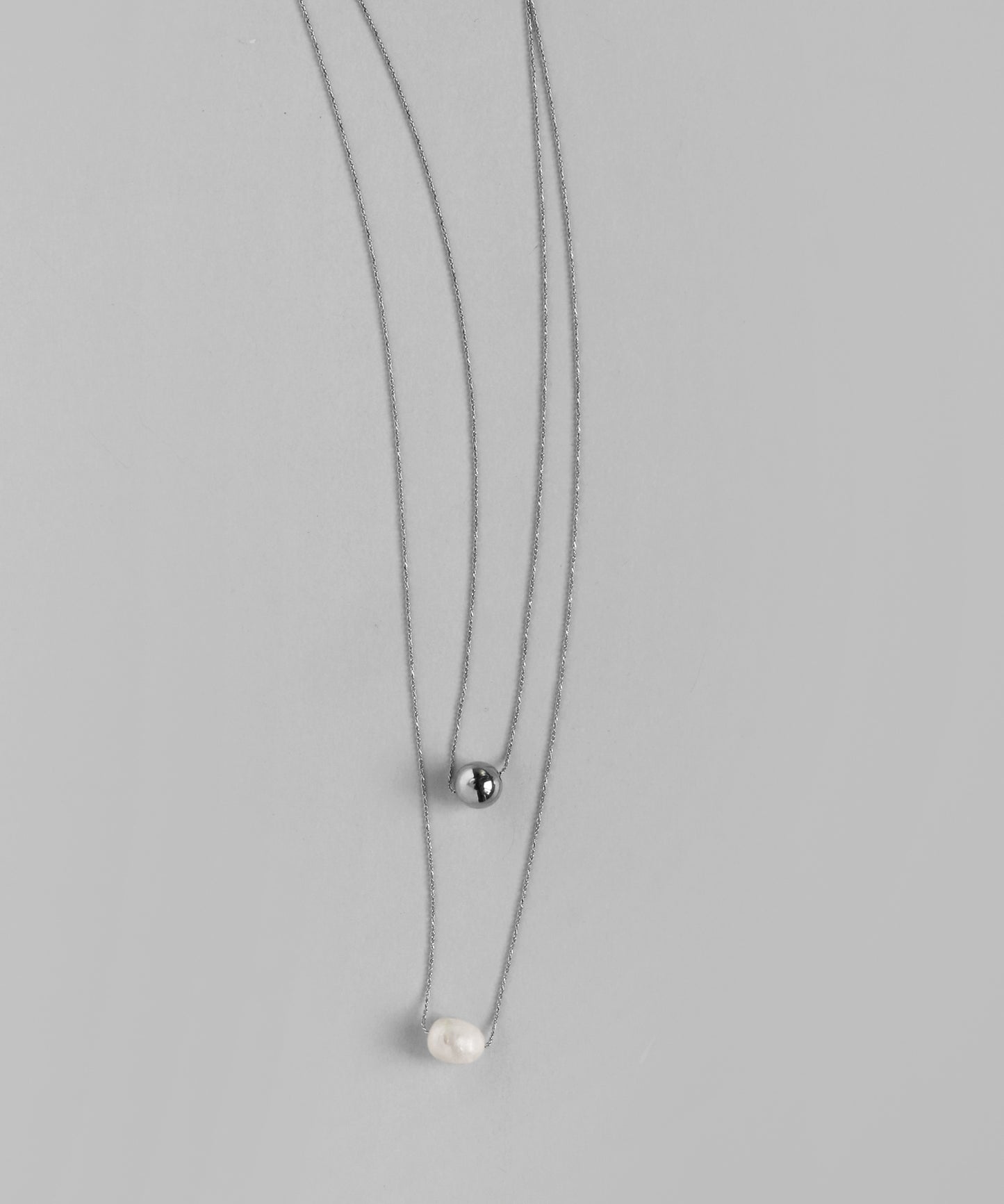 Pearl × Sphere Double-Strand Necklace
