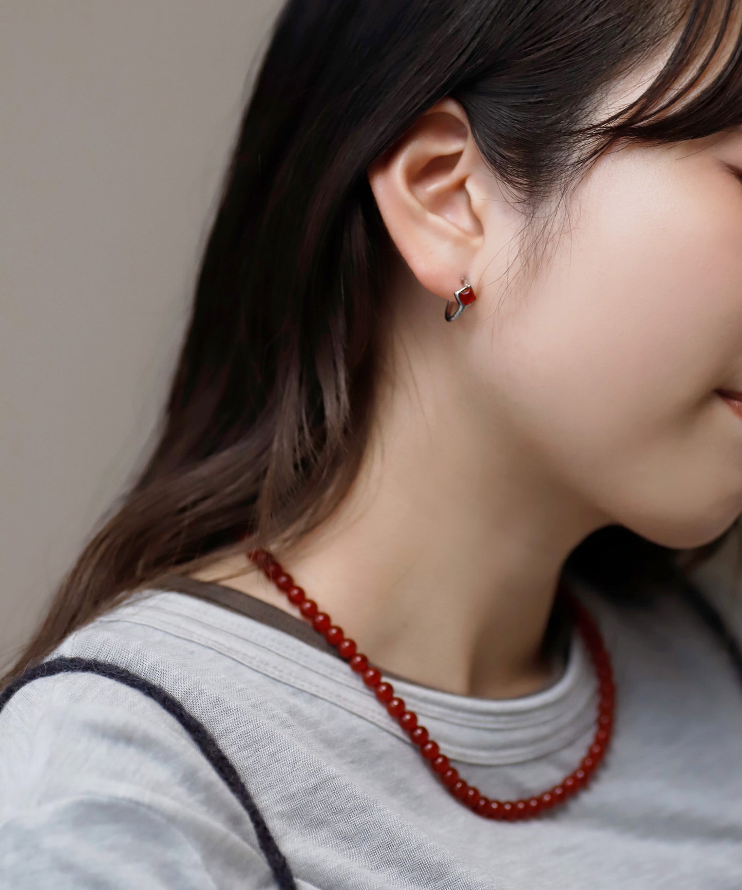 【Eligible for Novelty】Gemstone Hoop Earrings