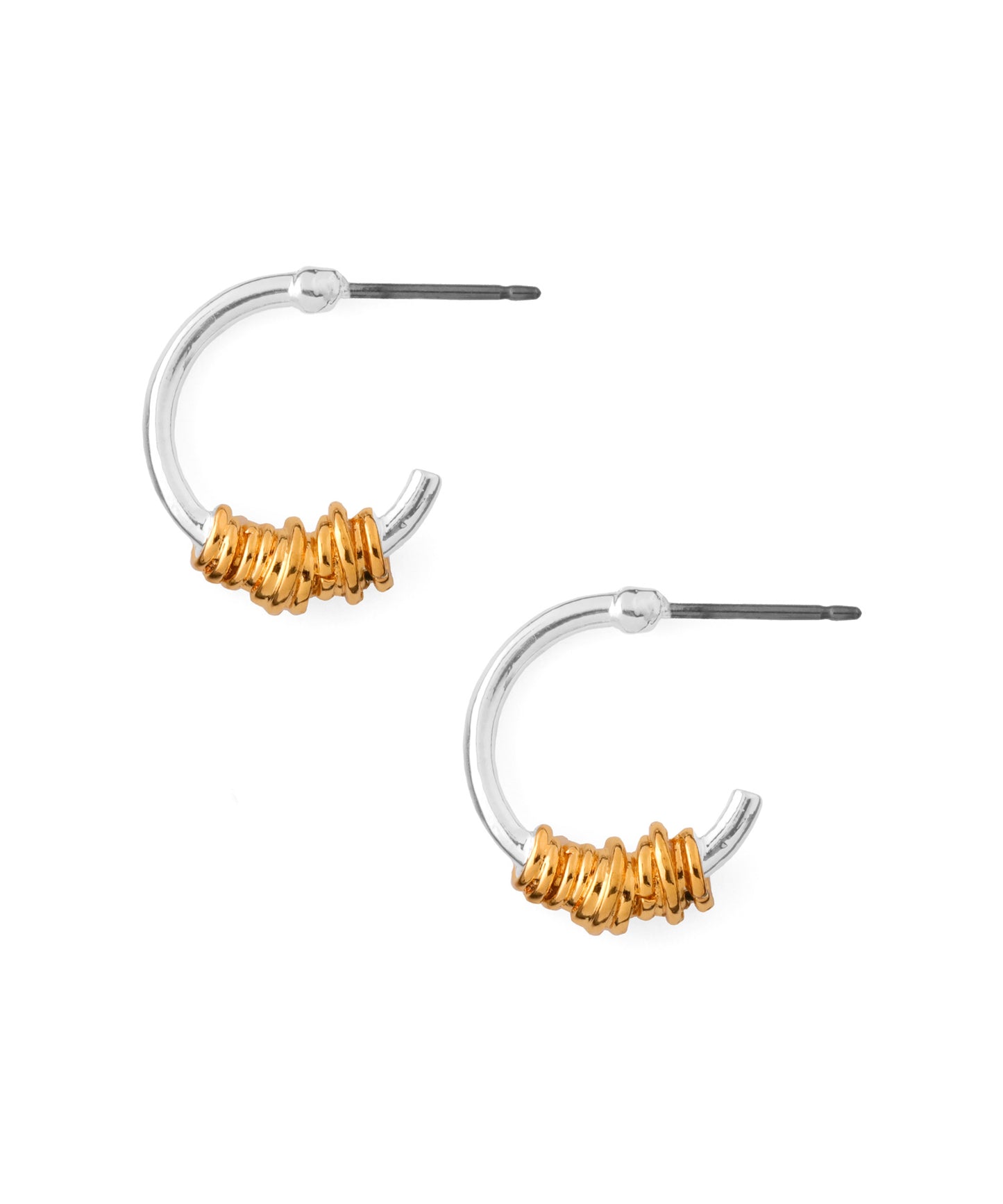 Mixed-Metal Coil Design Hoop Earrings