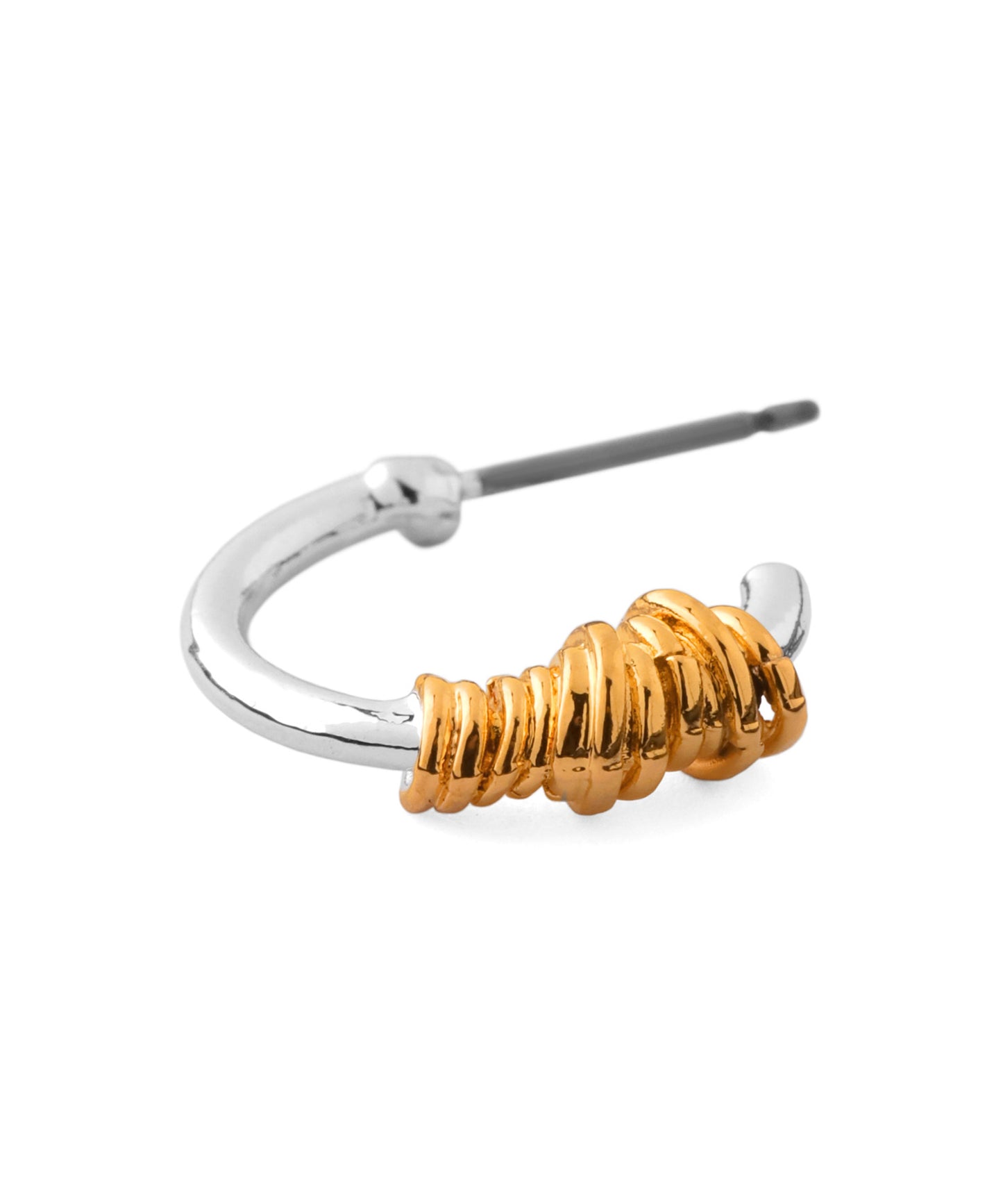 Mixed-Metal Coil Design Hoop Earrings