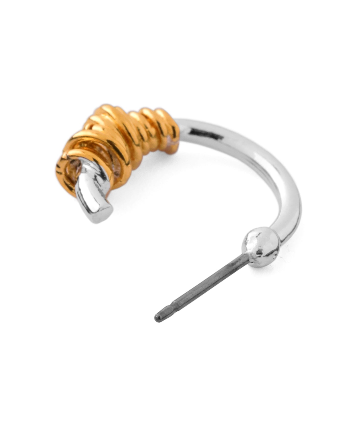 Mixed-Metal Coil Design Hoop Earrings