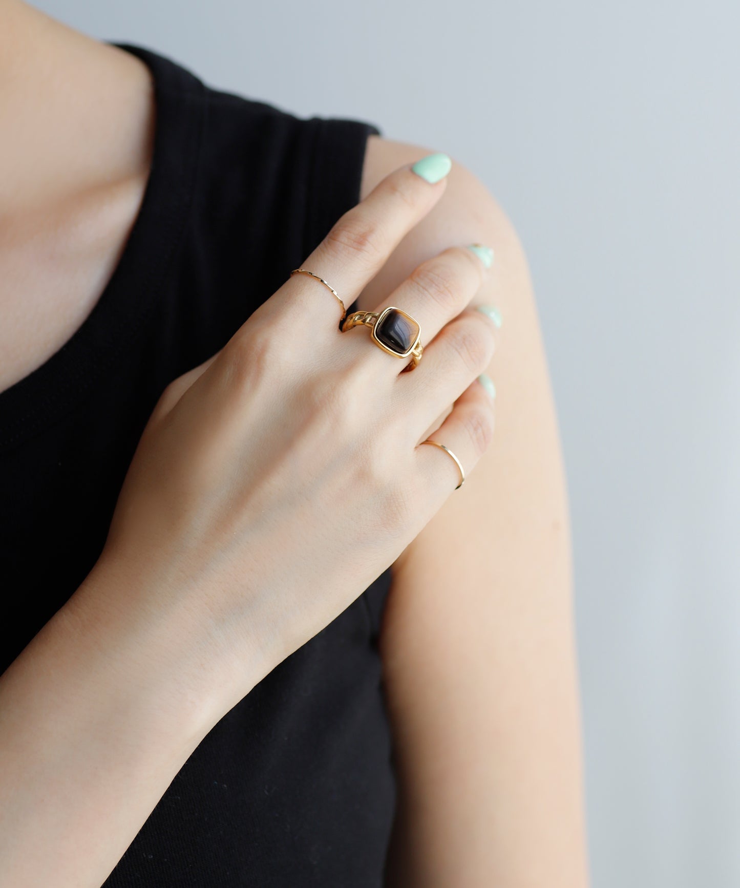 【Online Store Limited】Gemstone Ring [Sugical Stainless Steel]