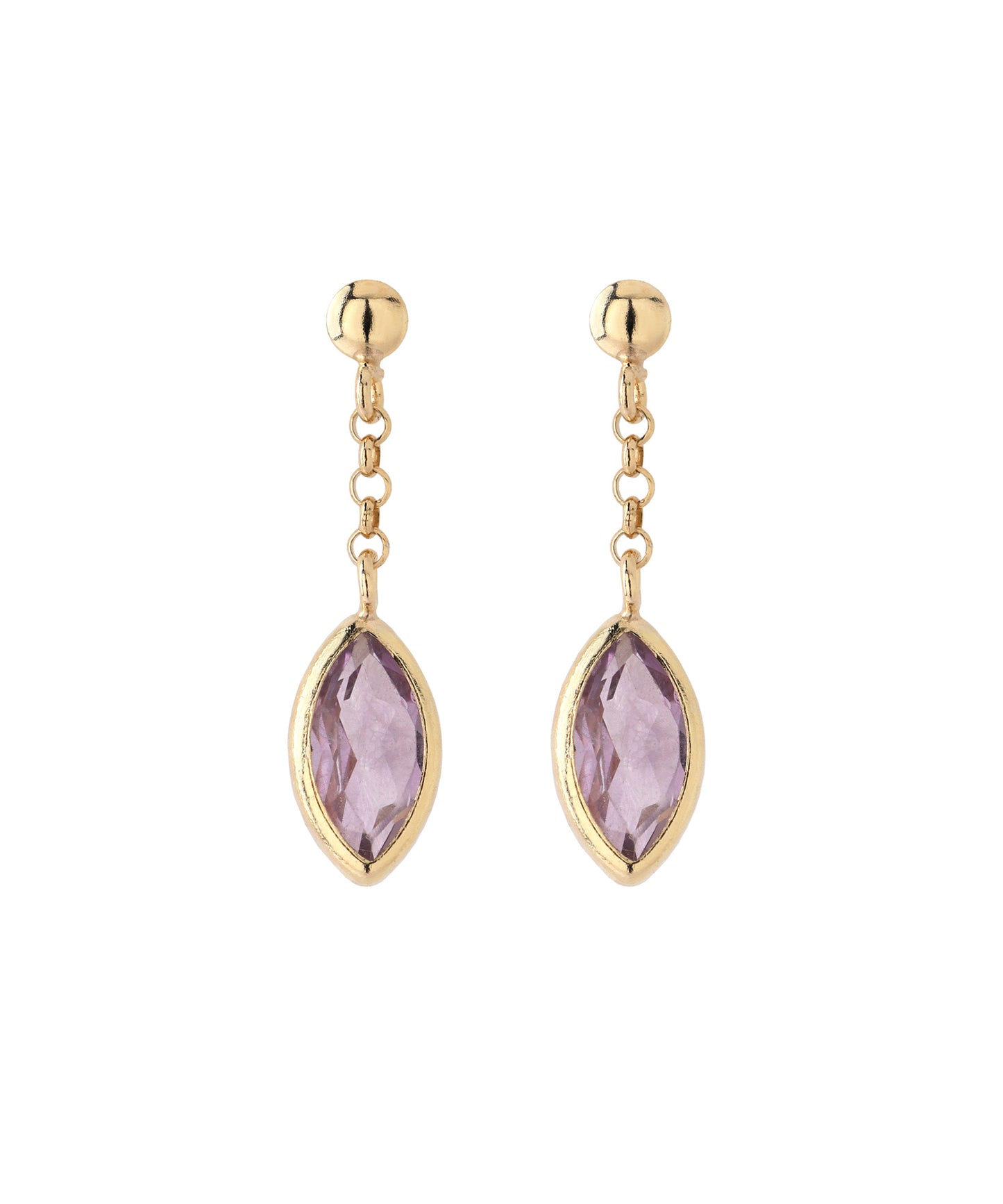 Natural Stone Marquise Earrings [10K]