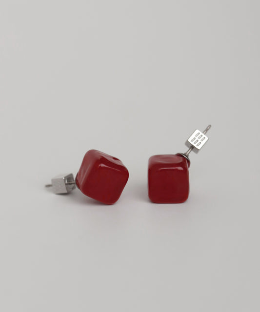 【Eligible for Novelty】Colored Glass Cube Earrings