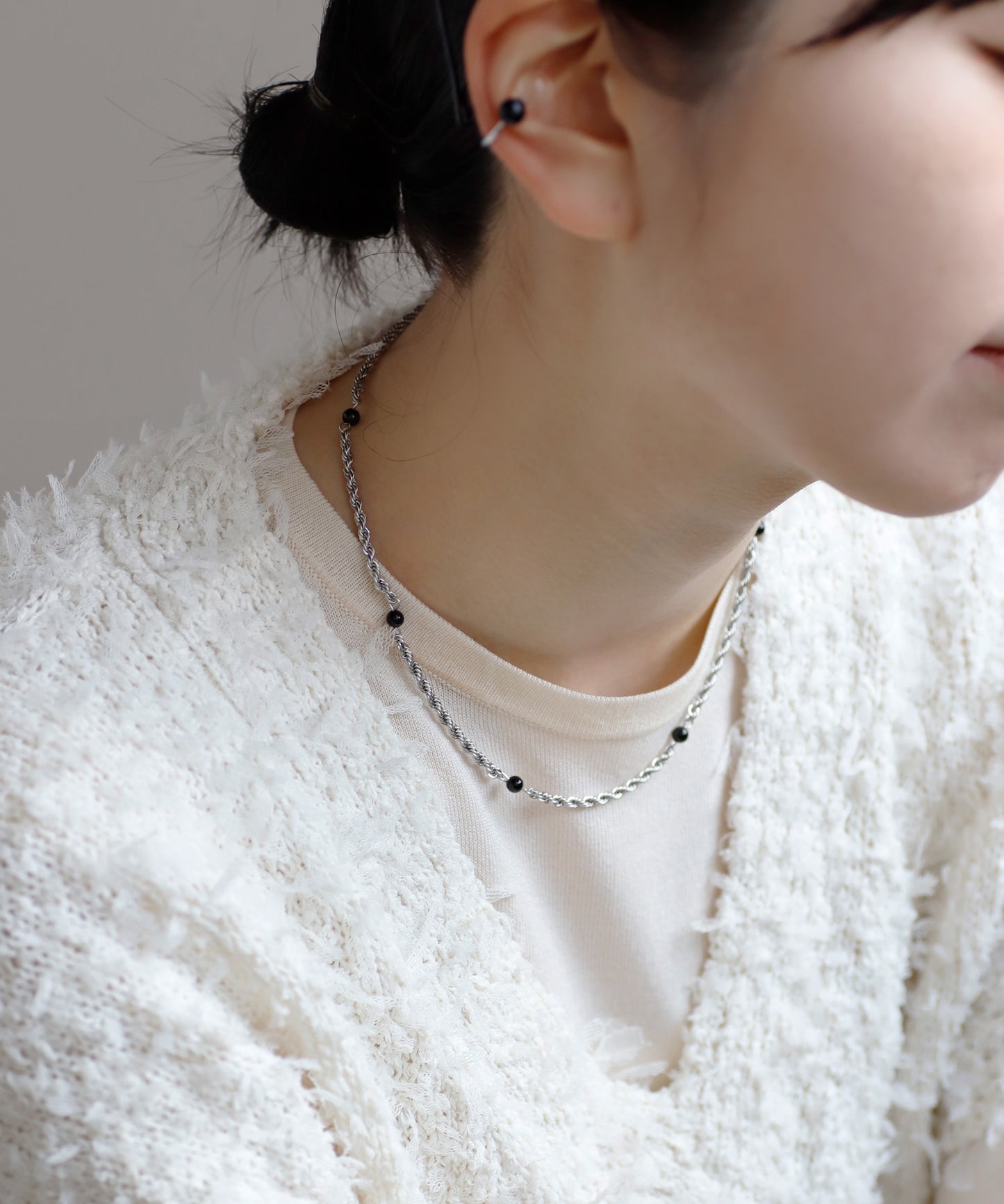 【Stainless Steel IP】Onyx Station Necklace