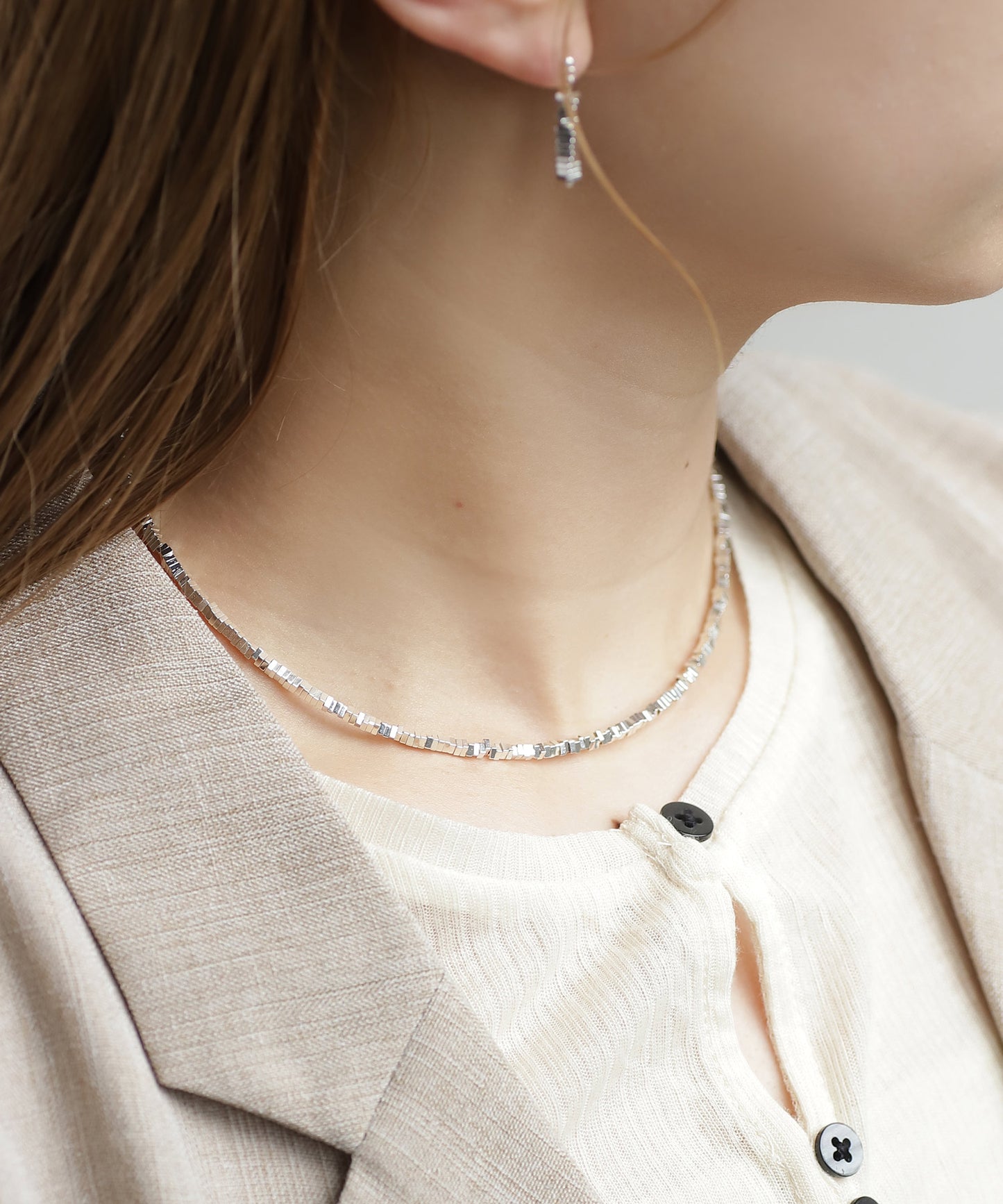Square Bead Necklace [925 Silver]