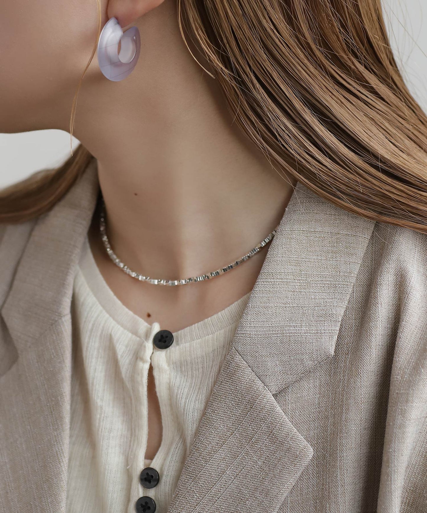 Square Bead Necklace [925 Silver]