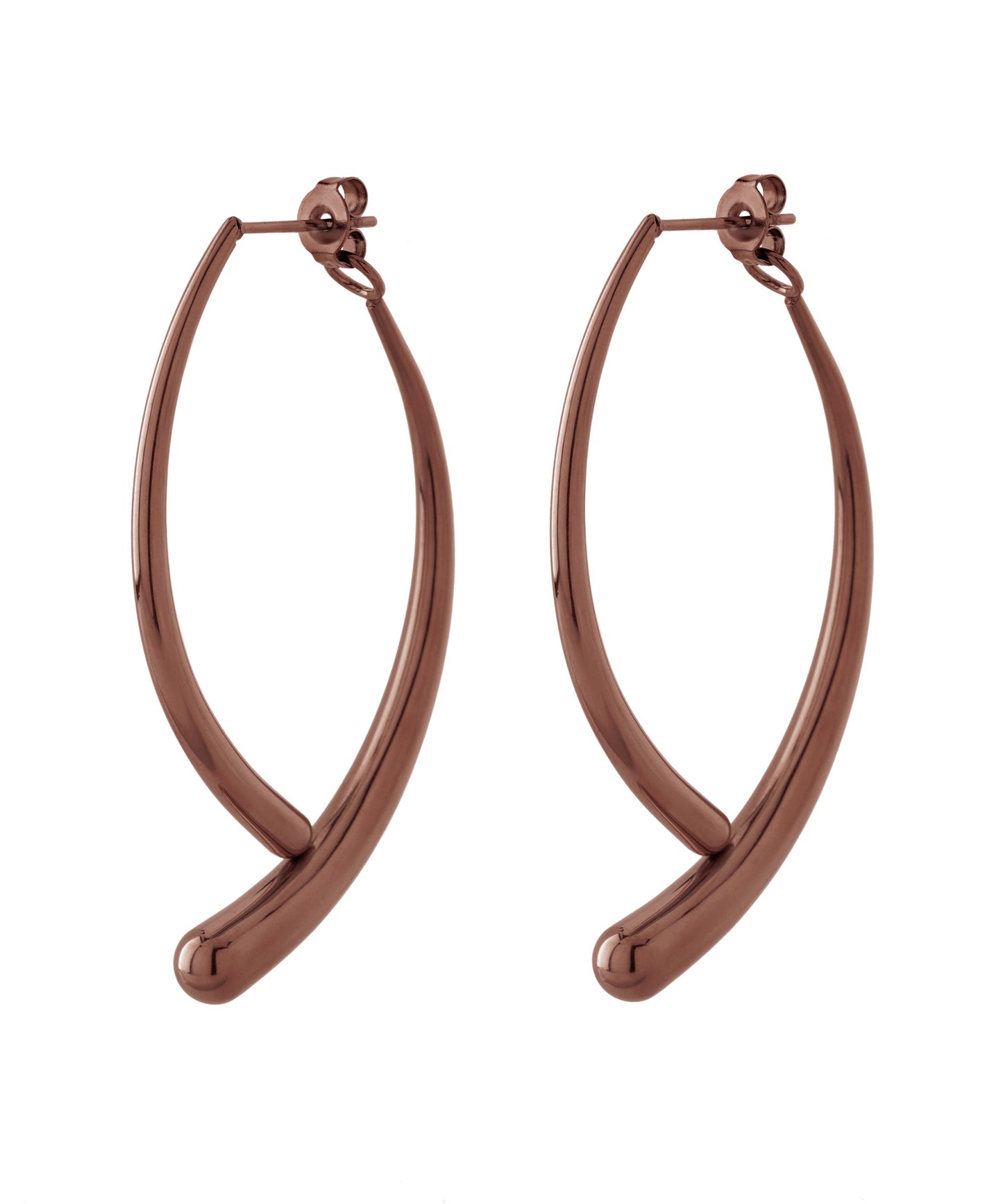 Curve-Line Back Catch Earrings [Stainless Steel]