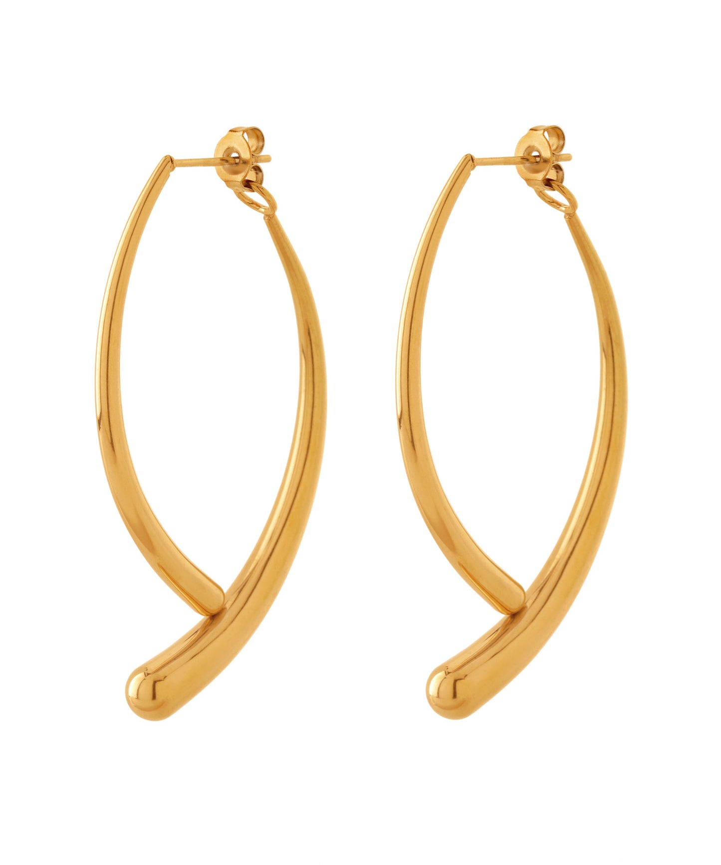 Curve-Line Back Catch Earrings [Stainless Steel]