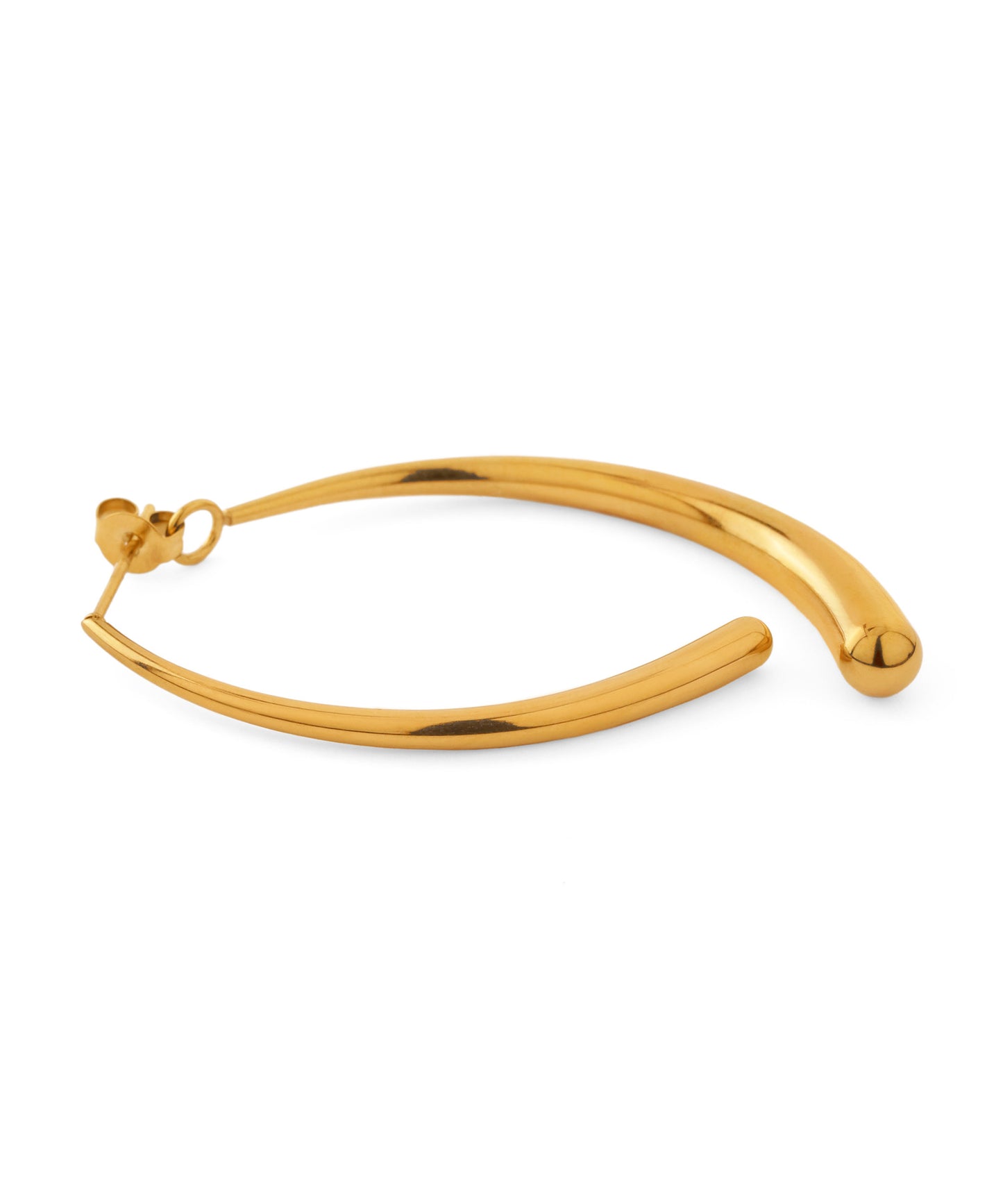 Curve-Line Back Catch Earrings [Stainless Steel]