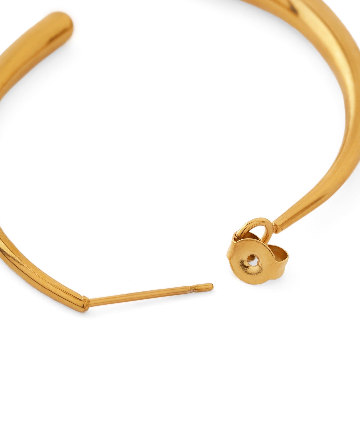 Curve-Line Back Catch Earrings [Stainless Steel]