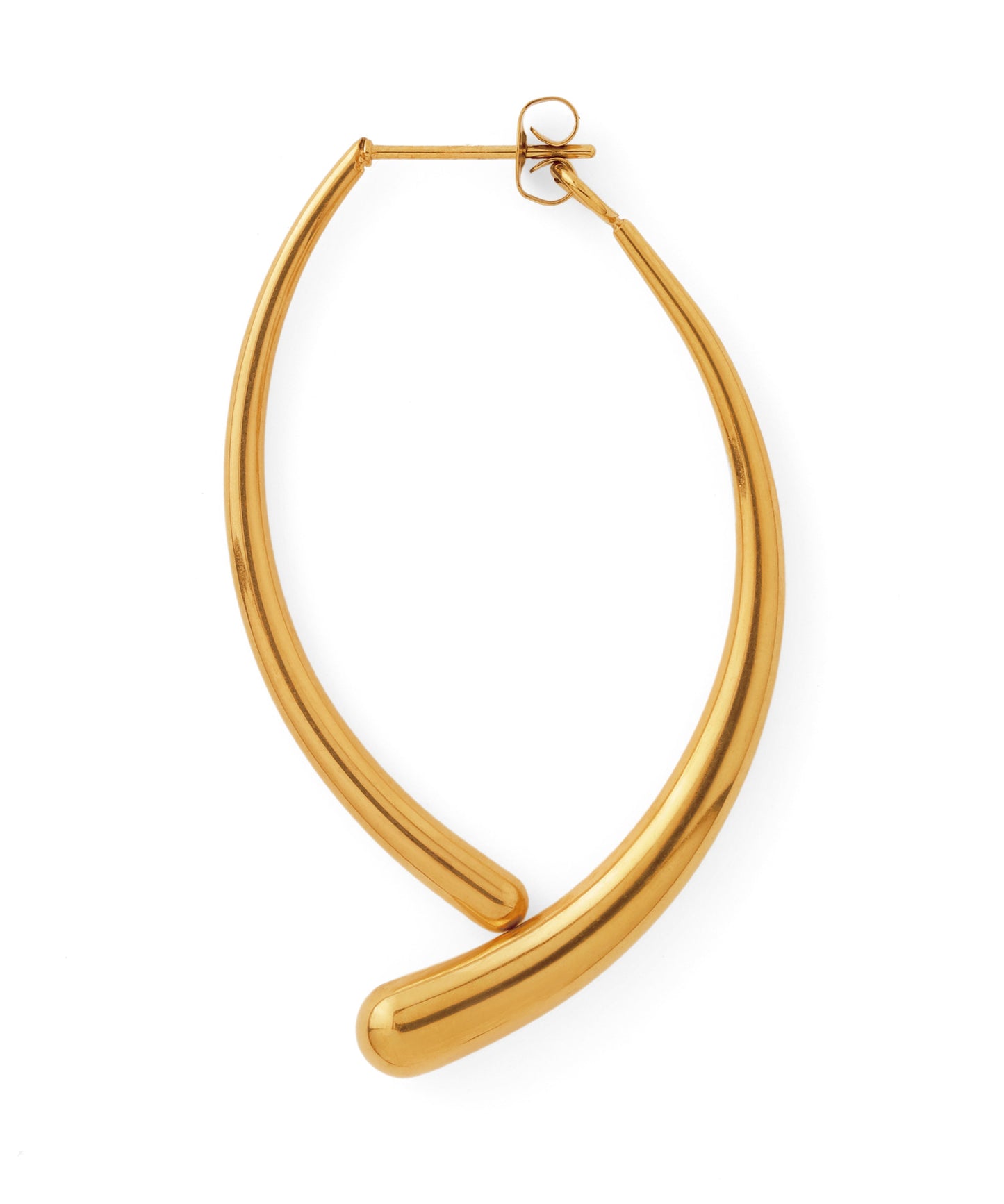 Curve-Line Back Catch Earrings [Stainless Steel]