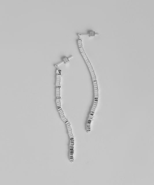 Square Bead Long Earrings [925 Silver]