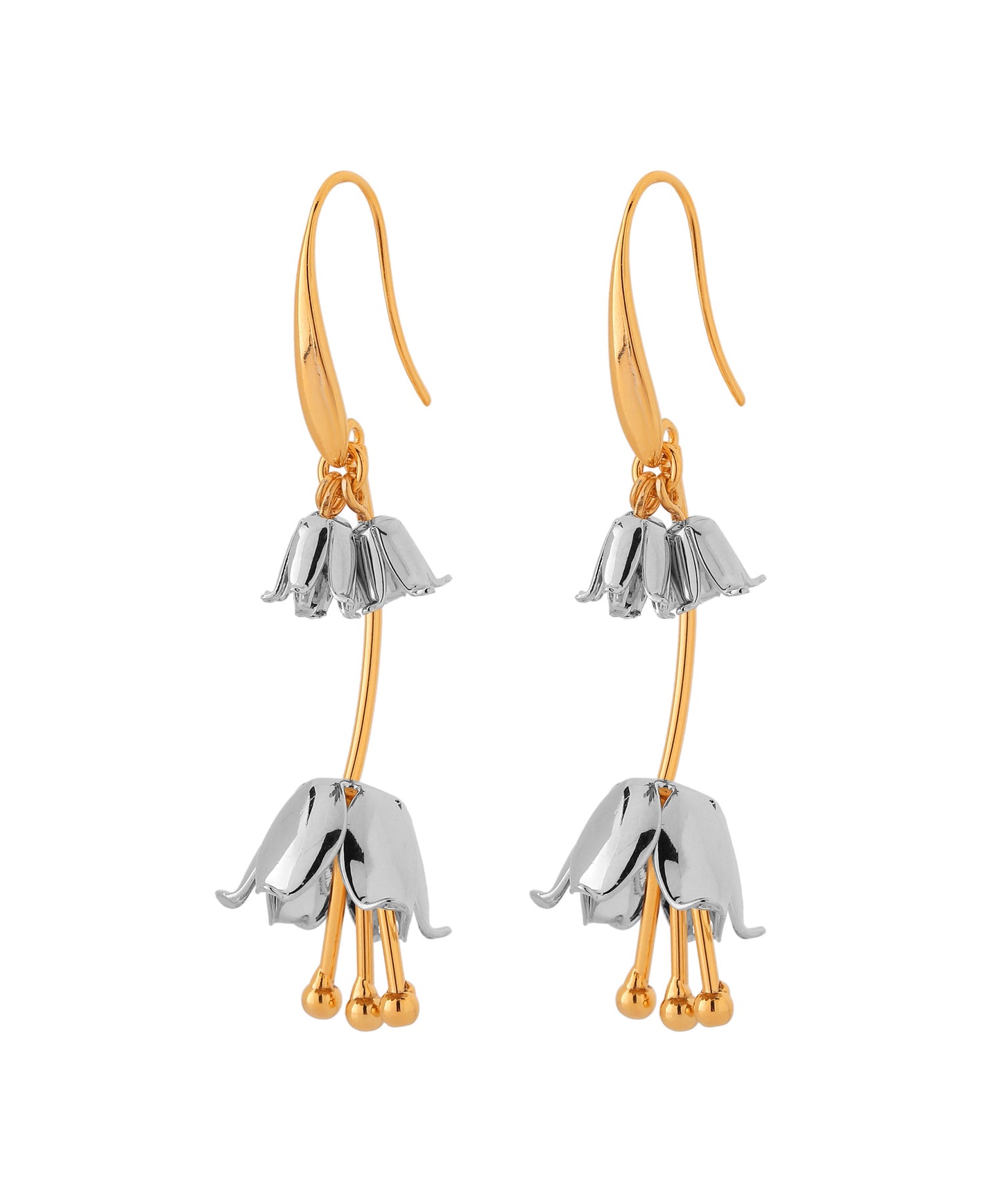 Two-Tone Flower Hook Earrings