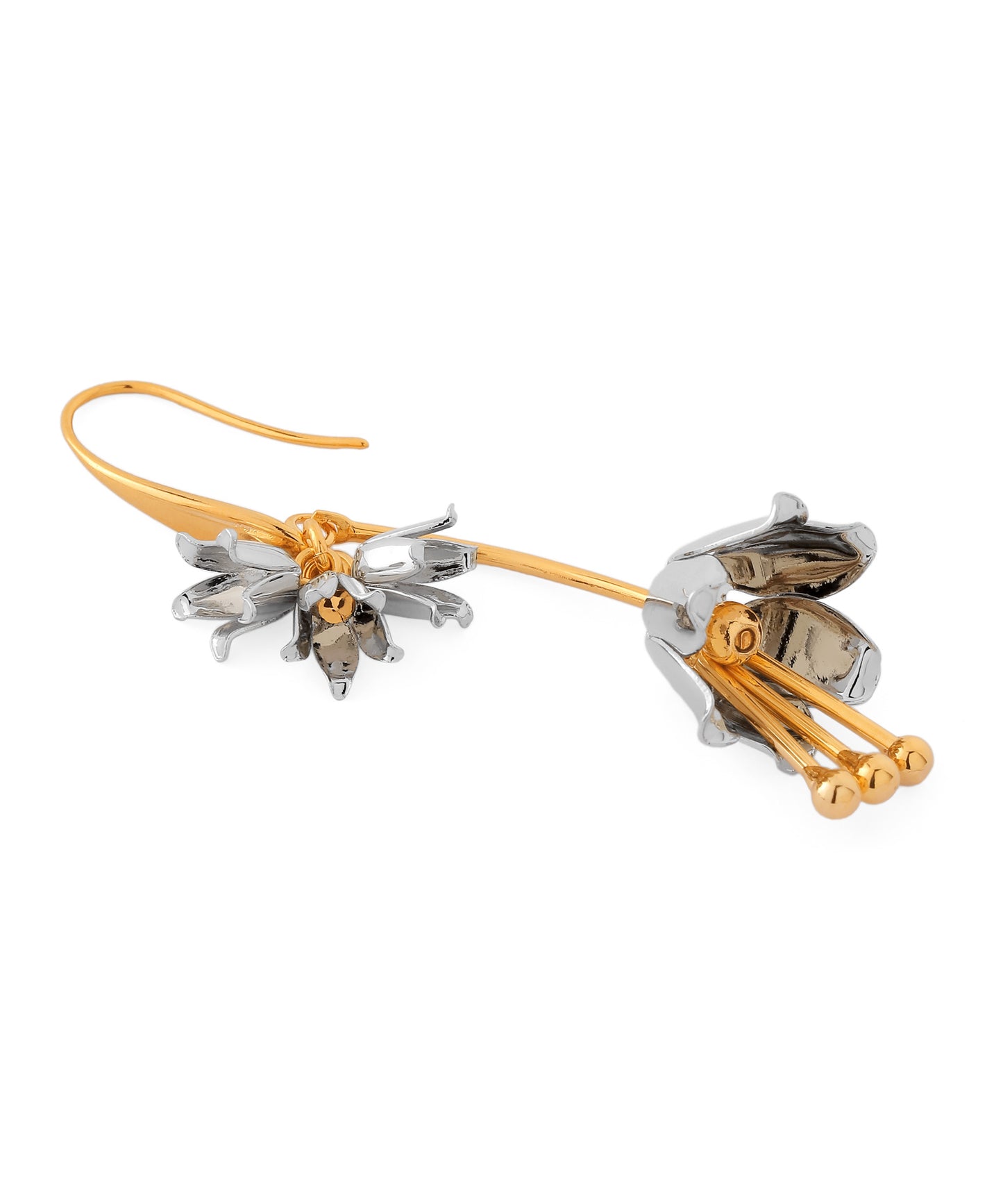Two-Tone Flower Hook Earrings