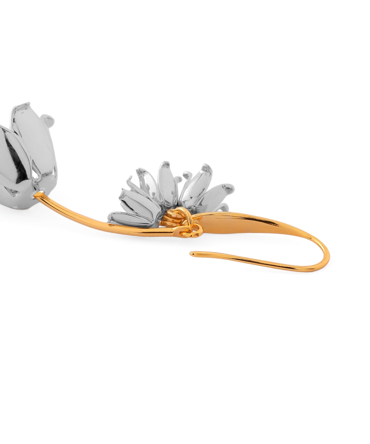 Two-Tone Flower Hook Earrings