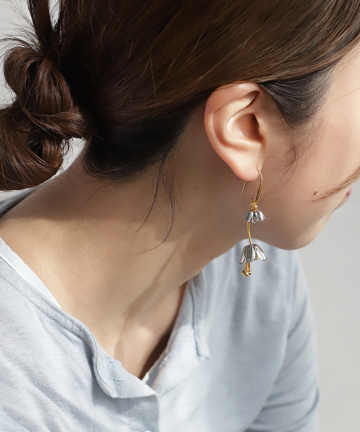 Two-Tone Flower Hook Earrings