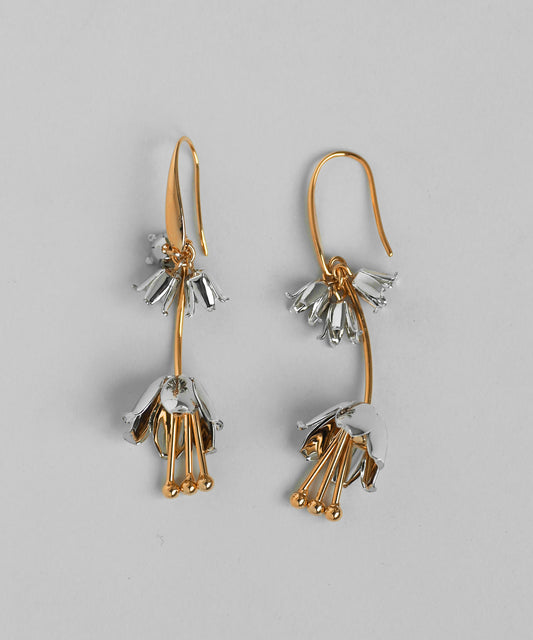Two-Tone Flower Hook Earrings