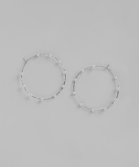 Pearl Line Hoop Earrings