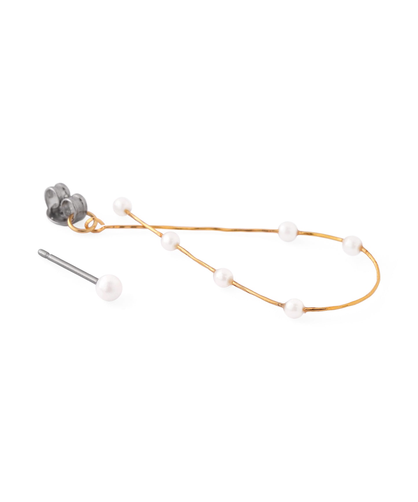 Pearl Line Back Catch Earrings