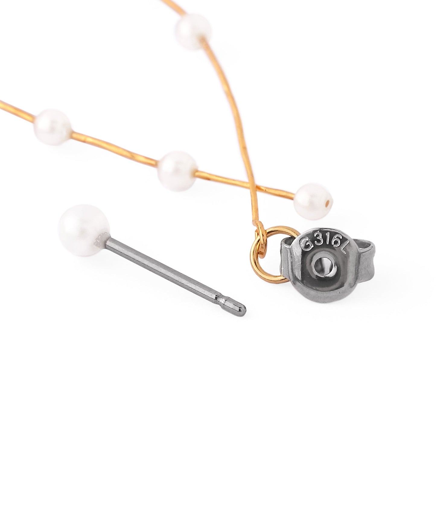 Pearl Line Back Catch Earrings