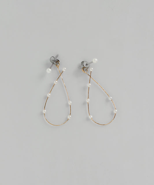 Pearl Line Back Catch Earrings