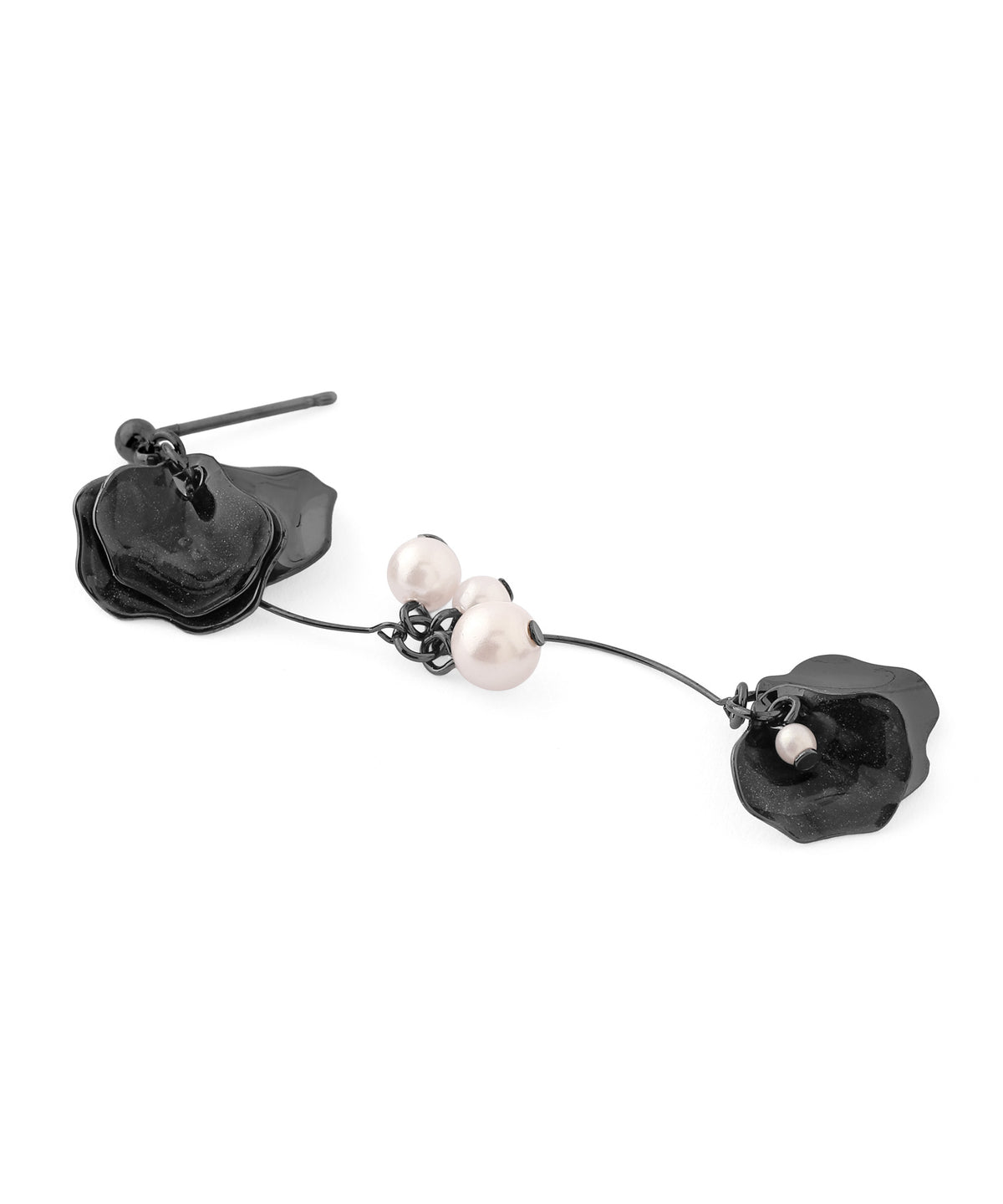 Pearl & Flower Asymmetric Earrings