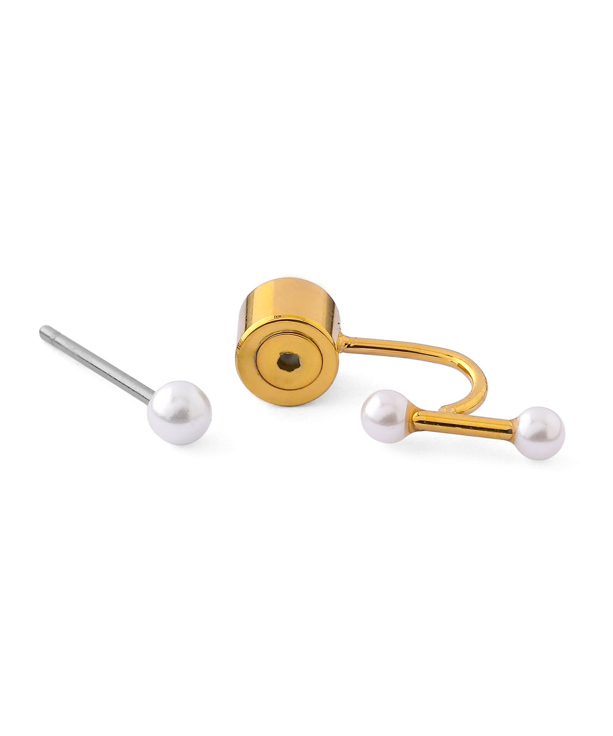 Pearl Back Catch Earrings [Stainless Steel]