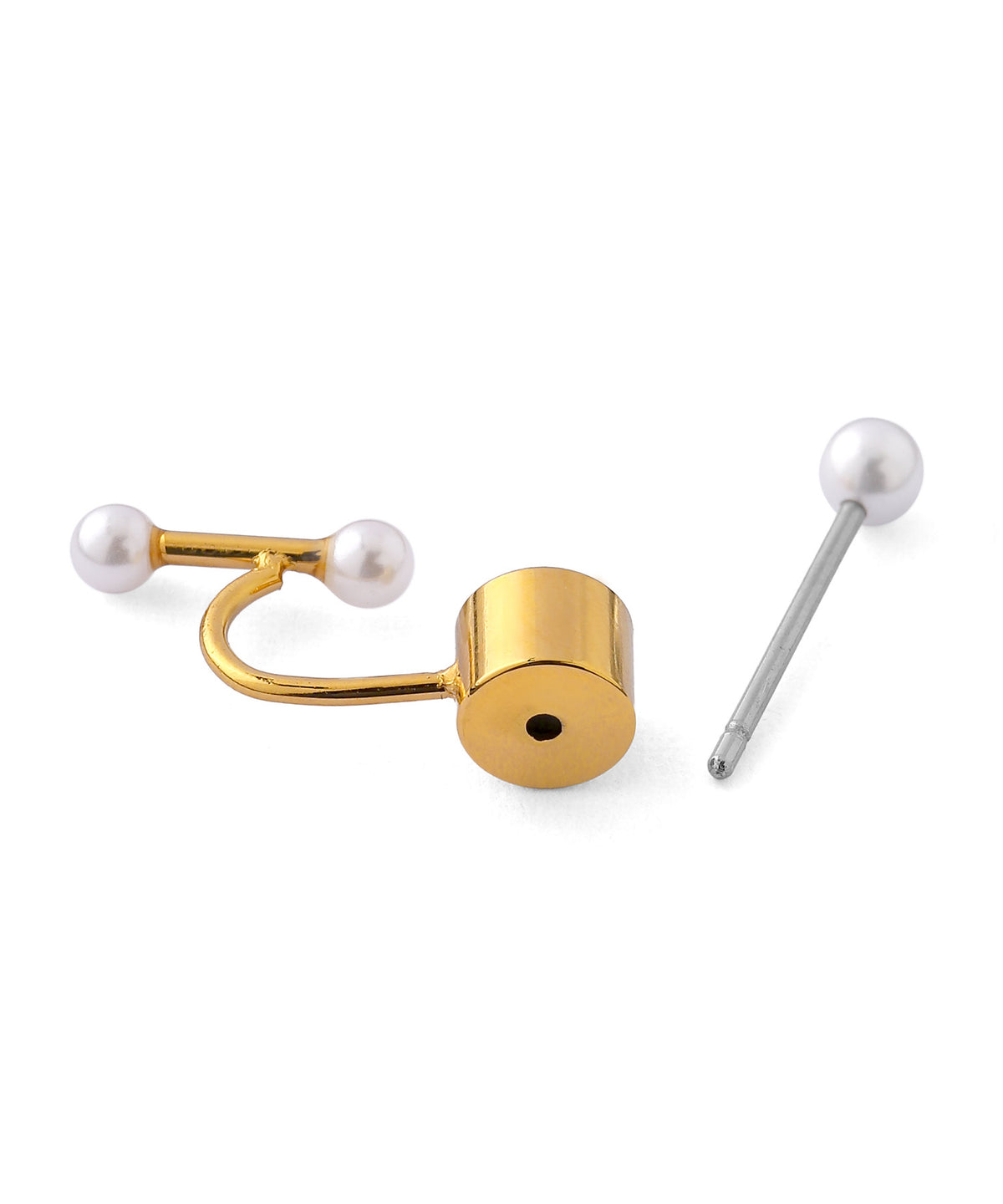 Pearl Back Catch Earrings [Stainless Steel]