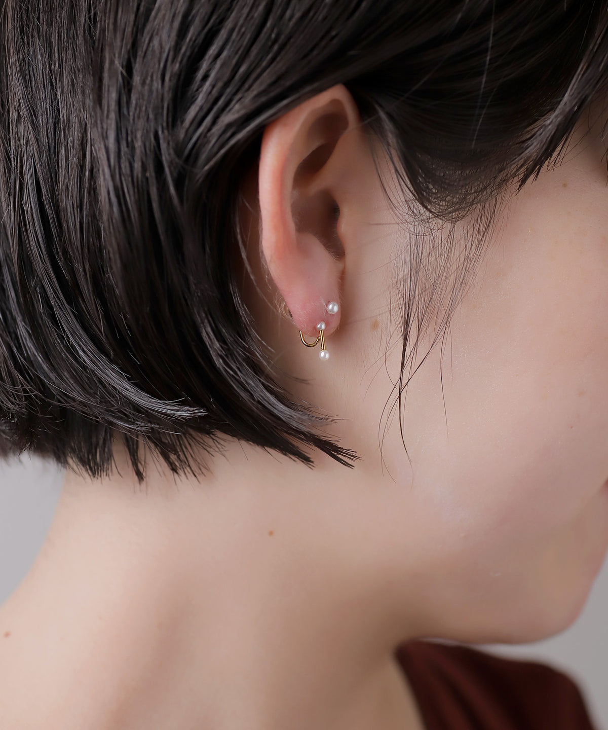 Pearl Back Catch Earrings [Stainless Steel]