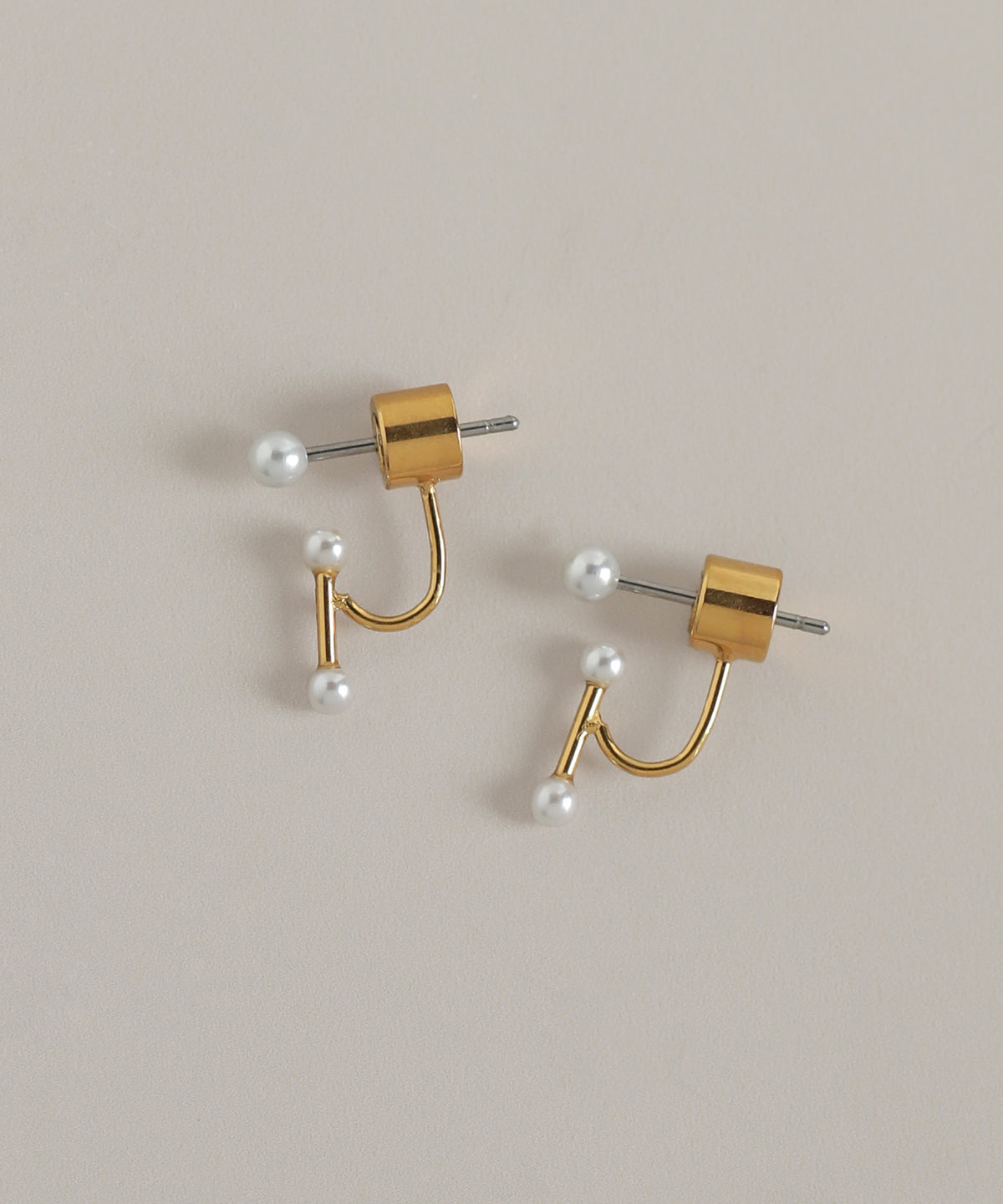 Pearl Back Catch Earrings [Stainless Steel]