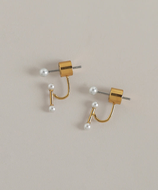 Pearl Back Catch Earrings [Stainless Steel]