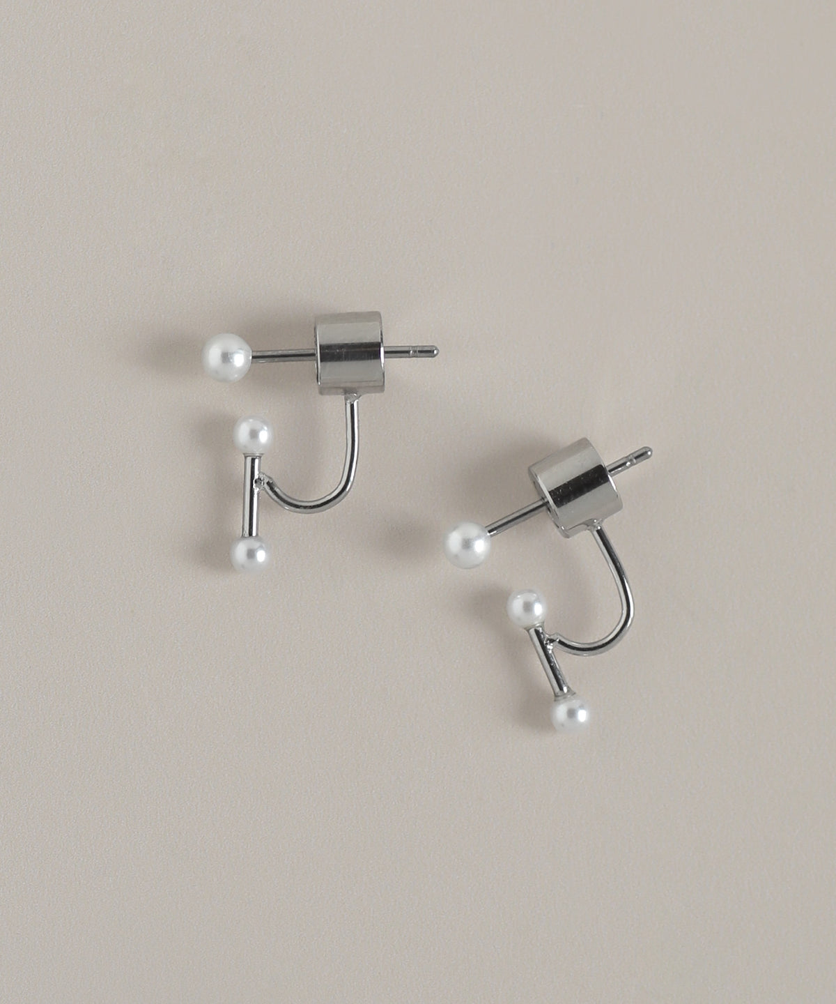 Pearl Back Catch Earrings [Stainless Steel]
